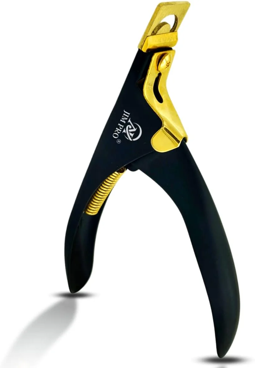 ناخن گیر اکریلیک حرفه ای JIM PRO برای ناخن های اکریلیک، ابزار مانیکور ناخن گیر مشکی/طلایی برای طراحی ناخن در خانه و سالن