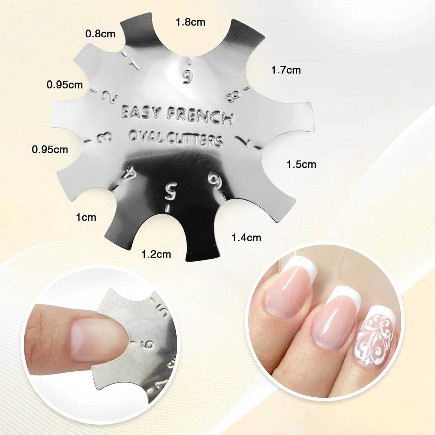 ابزار مانیکور ناخن Honey Joy مدل Oval Easy French Smile Line، ابزار برش ناخن، اکریلیک، دارای 9 سایز، HJ-NAT185-FS03