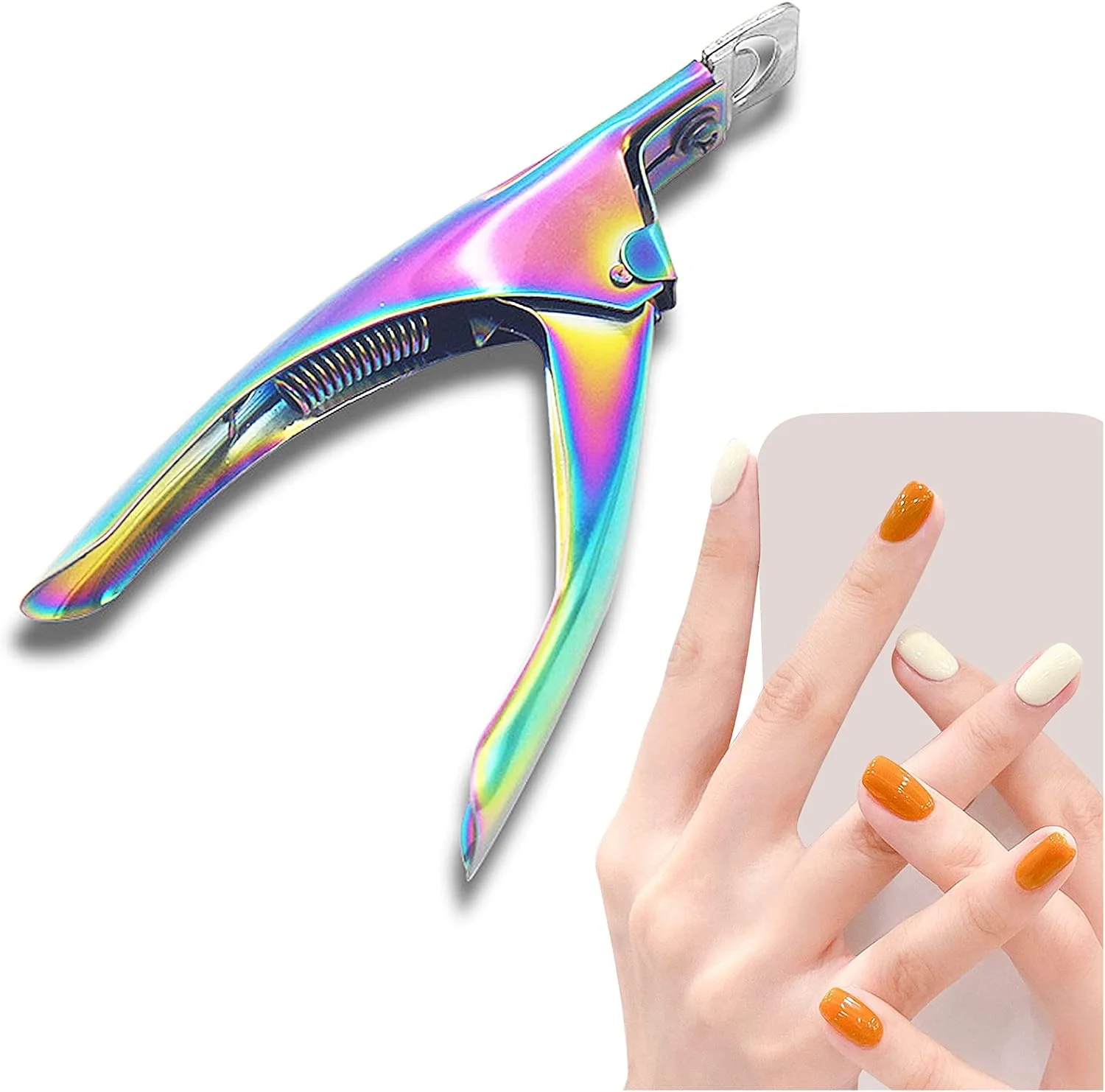 ناخن گیر استیل ضد زنگ Kalevel، ناخن گیر قابل تنظیم اکریلیک، ناخن گیر ناخن مصنوعی، ضد زنگ، ممتاز برای ناخن های مصنوعی رنگین کمانی