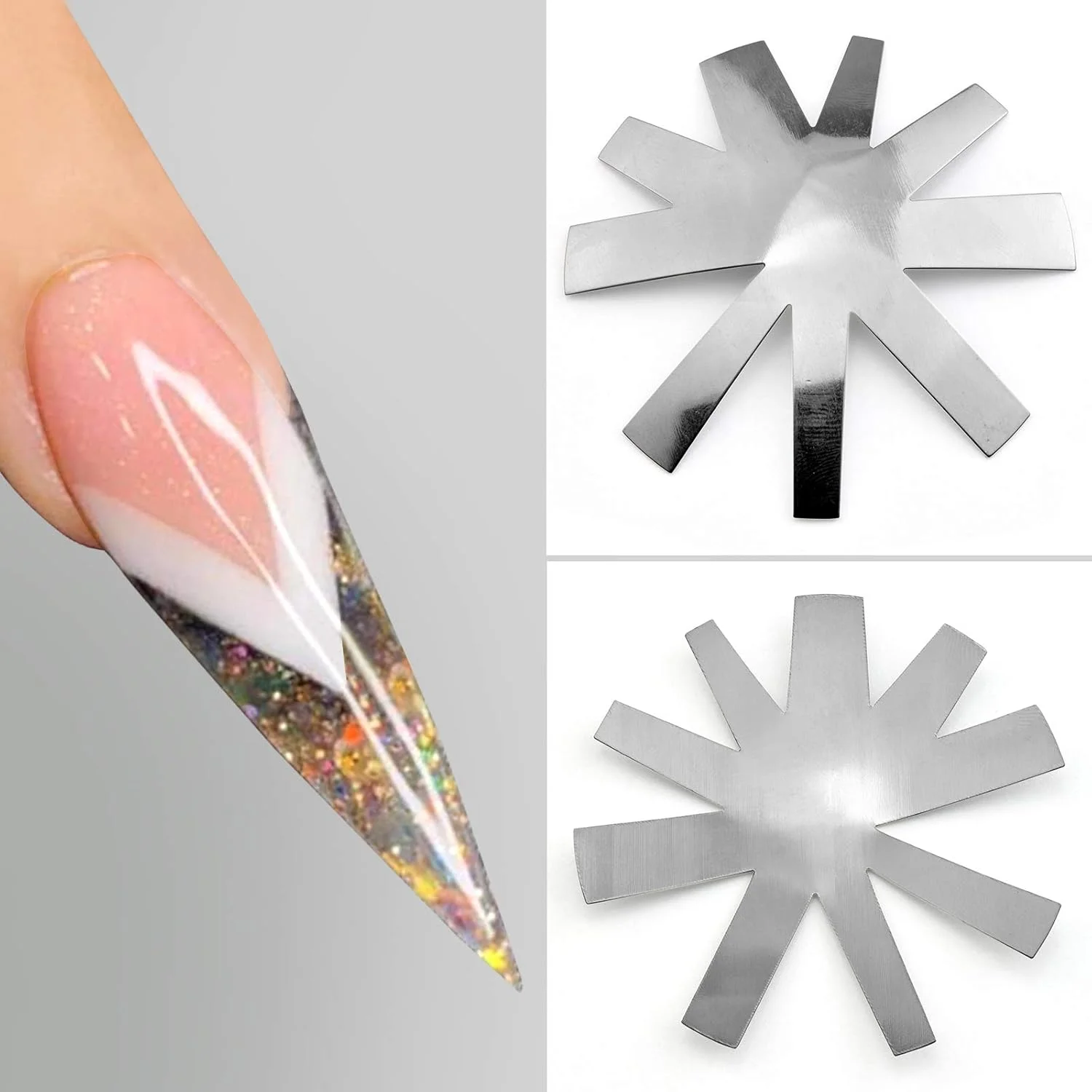 ابزار مانیکور و طراحی ناخن فرنچ آسان مدل Honey Joy V Shape، برش لبه ناخن، ابزار اکریلیک با 9 سایز، HJ-NAT198-FS11