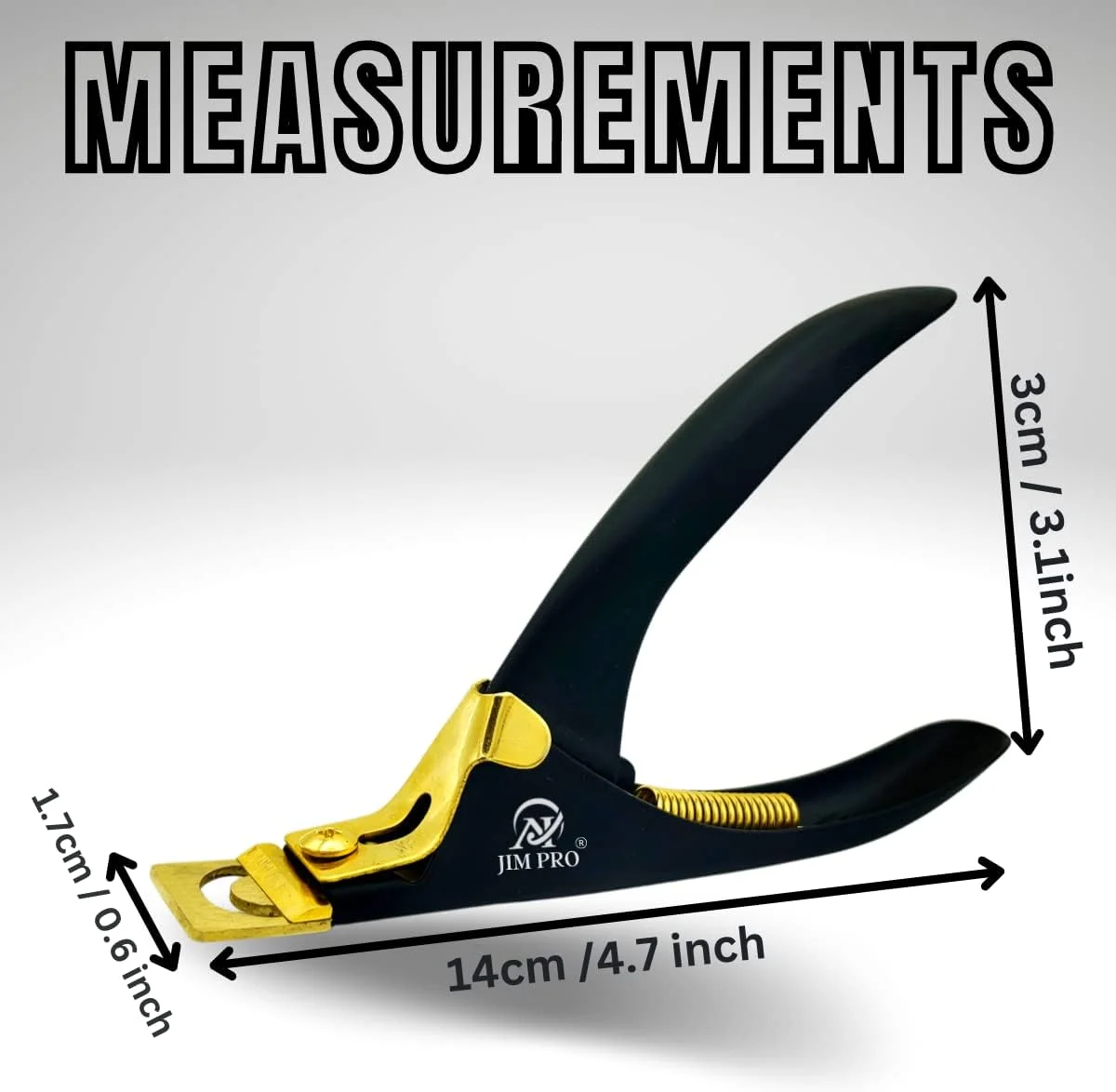 ناخن گیر اکریلیک حرفه ای JIM PRO برای ناخن های اکریلیک، ابزار مانیکور ناخن گیر مشکی/طلایی برای طراحی ناخن در خانه و سالن