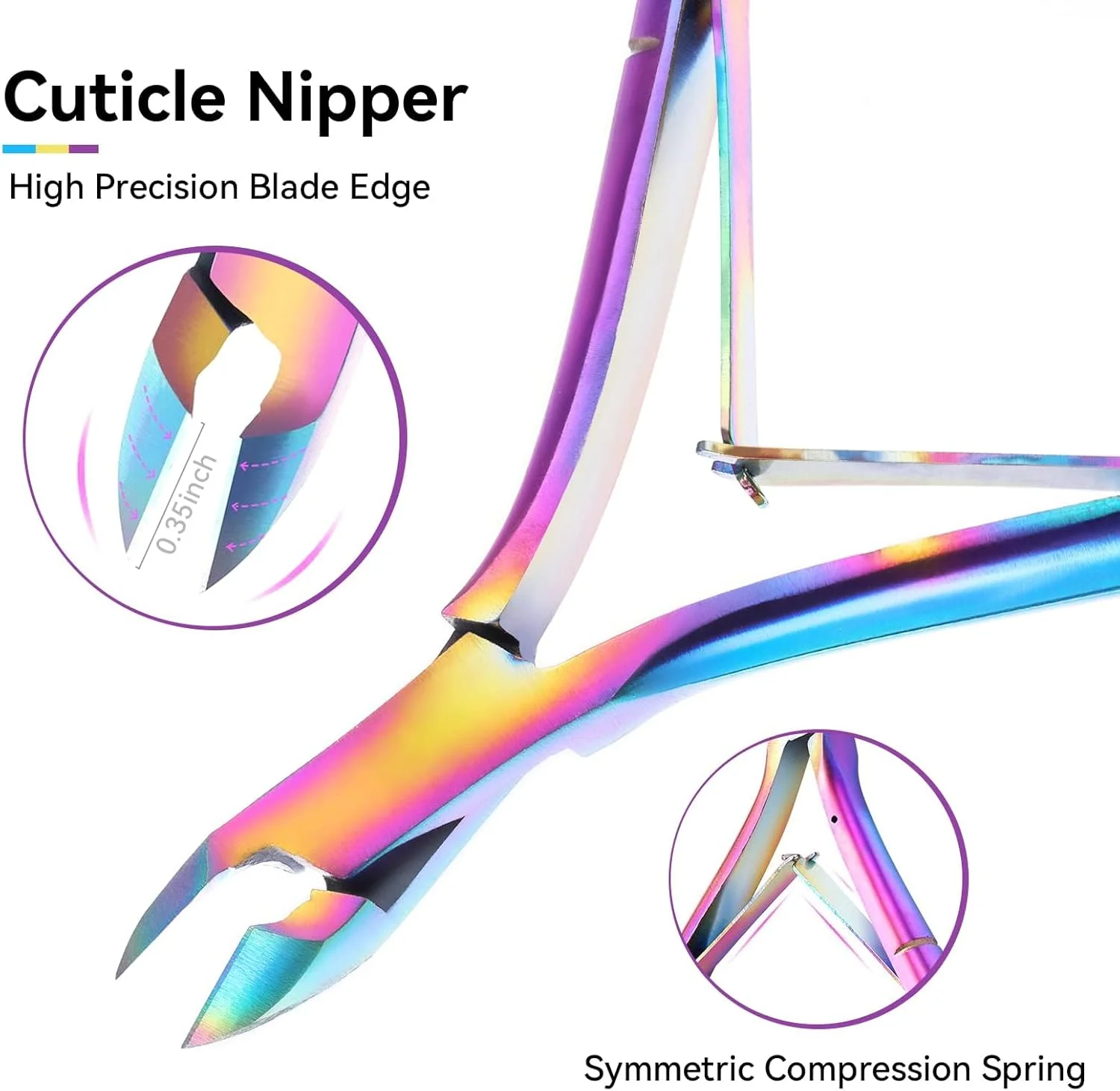 ناخن گیر GNAFOTU برای ناخن های اکریلیک، ست قیچی ناخن، ست ناخن گیر برای ناخن های مصنوعی مناسب برای استفاده در سالن، منزل و هنر ناخن، ست مانیکور ناخن رنگین کمانی از جنس استیل ضد زنگ
