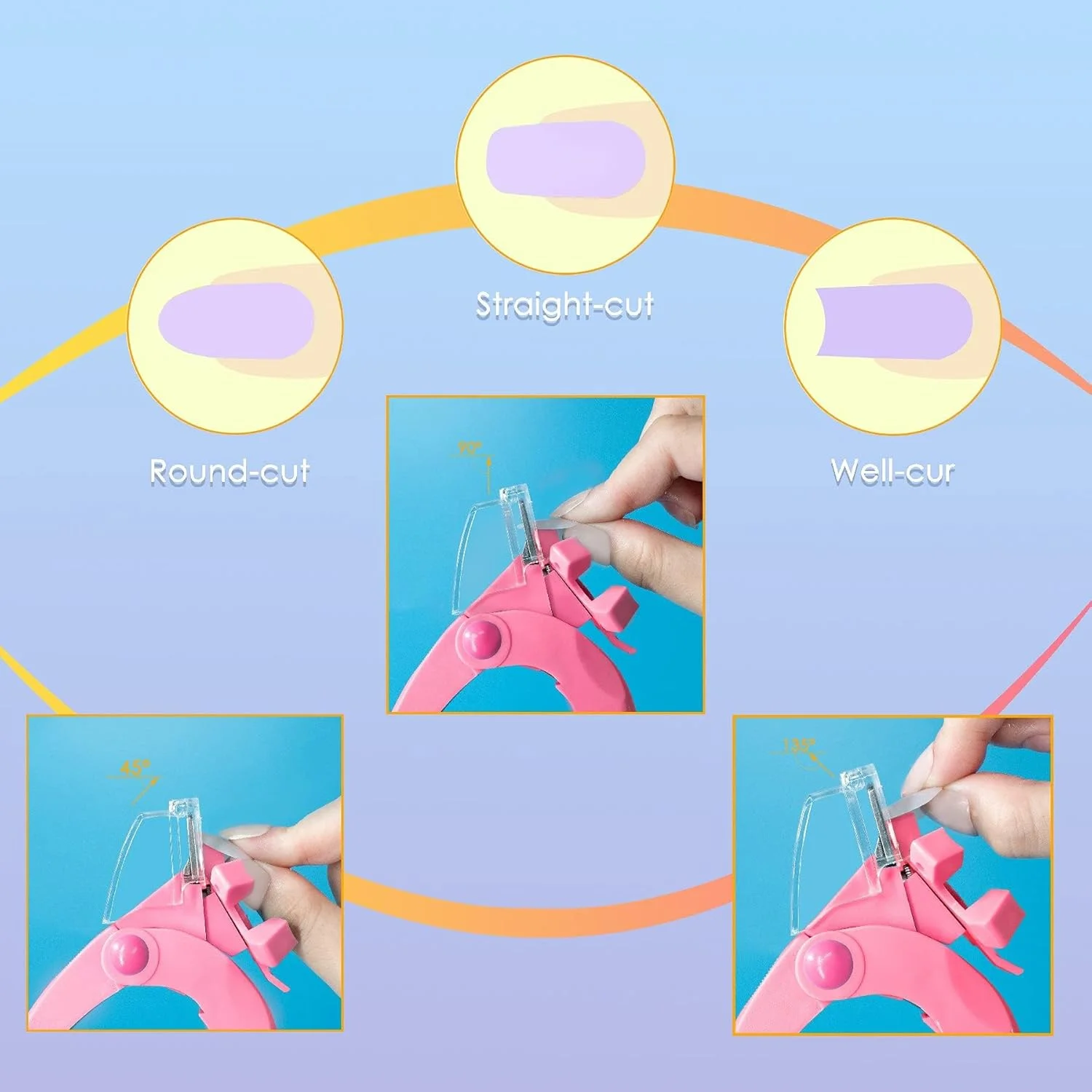 ناخن گیر اکریلیک KASTWAVE، 2 عدد ناخن گیر استیل ضد زنگ برای ناخن های اکریلیک، ابزار هنری، برش نوک فرانسوی ناخن، تریمر نوک های مصنوعی حرفه ای