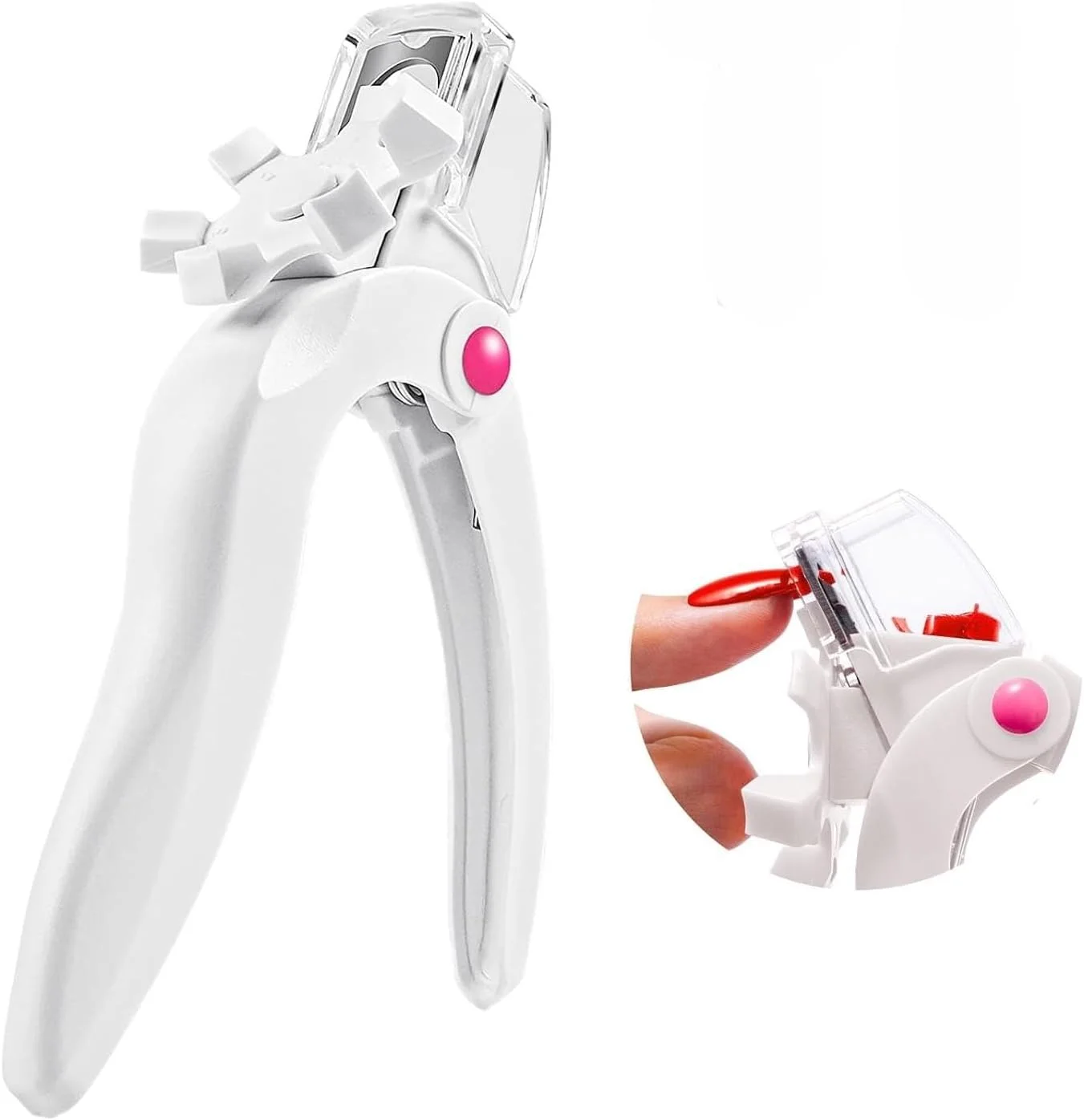 ناخن گیر اکریلیک KIRA، کاتر نوک ناخن مصنوعی ژلی استیل ضد زنگ قابل تنظیم، قیچی ناخن U شکل، تریمر ناخن مصنوعی برای ابزار مانیکور ناخن مصنوعی (سفید)
