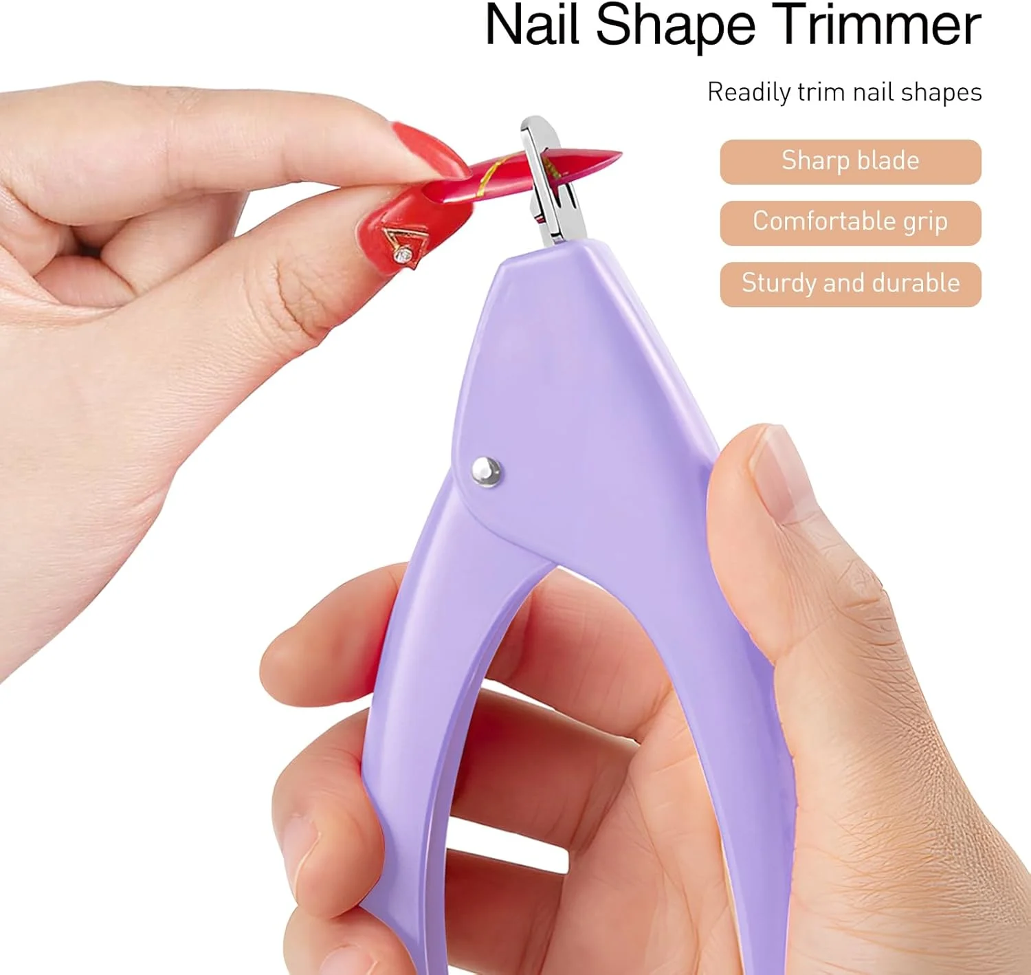 ناخن گیر اکریلیک حرفه ای قابل تنظیم Kootinn - تیغه U شکل برای پیرایش دقیق، ایده آل برای طراحی ناخن مصنوعی، ابزار مانیکور برای سالن و DIY، بنفش روشن