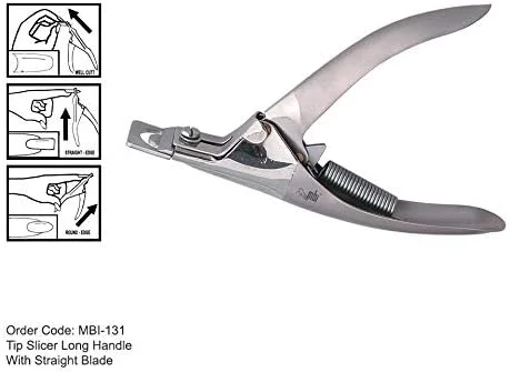 MBI MBI-131 تیپ کاتر اسلایسر دسته بلند با تیغه صاف برای ناخن مصنوعی اکریلیک لوازم فلزی طراحی ناخن