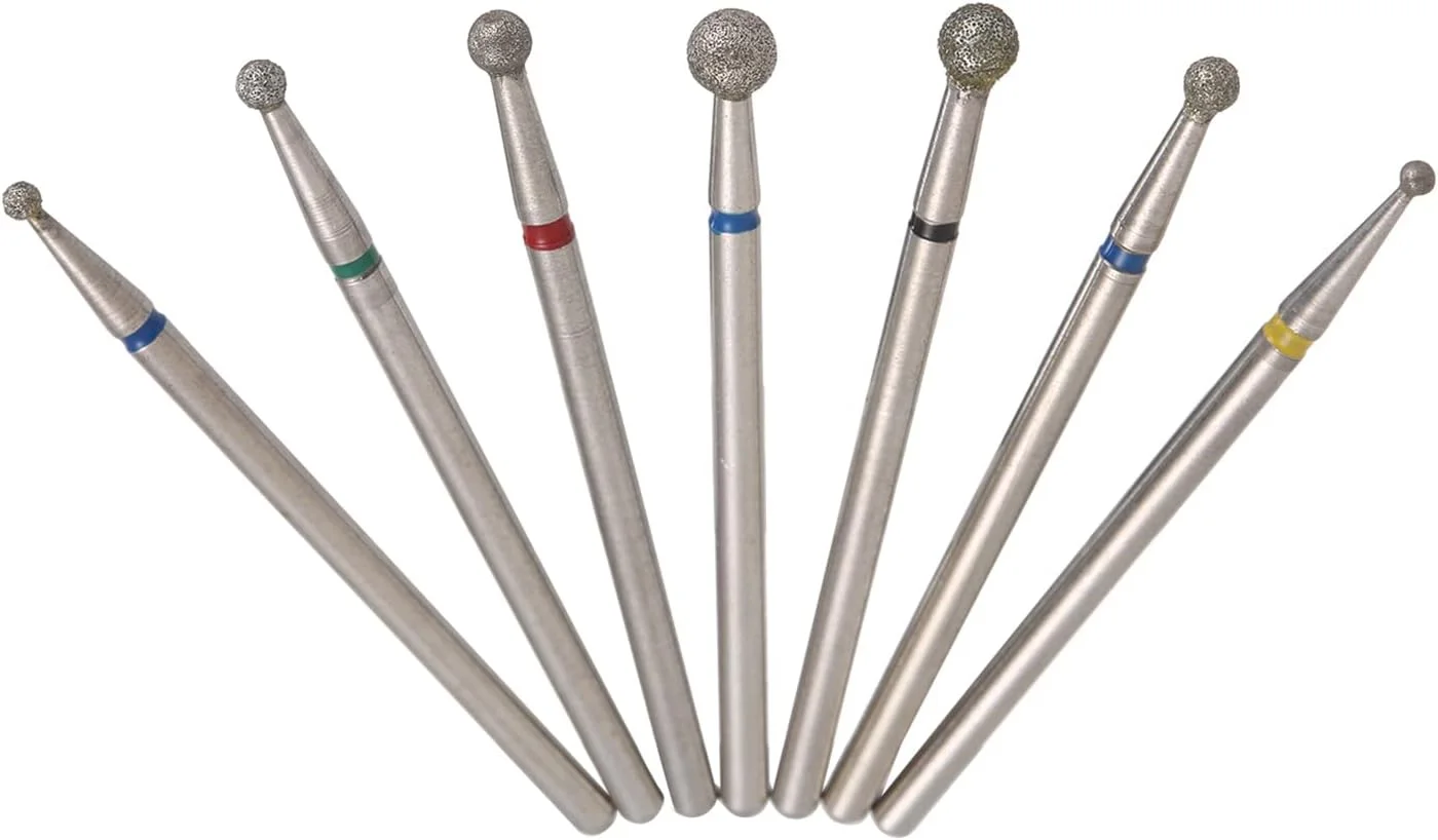 ست 7 عددی سر سوهان الماسی برقی لابیموس، فرزهای سنگ زنی برای پدیکور، مانیکور، ابزارهای فایلینگ کوتیکول ناخن