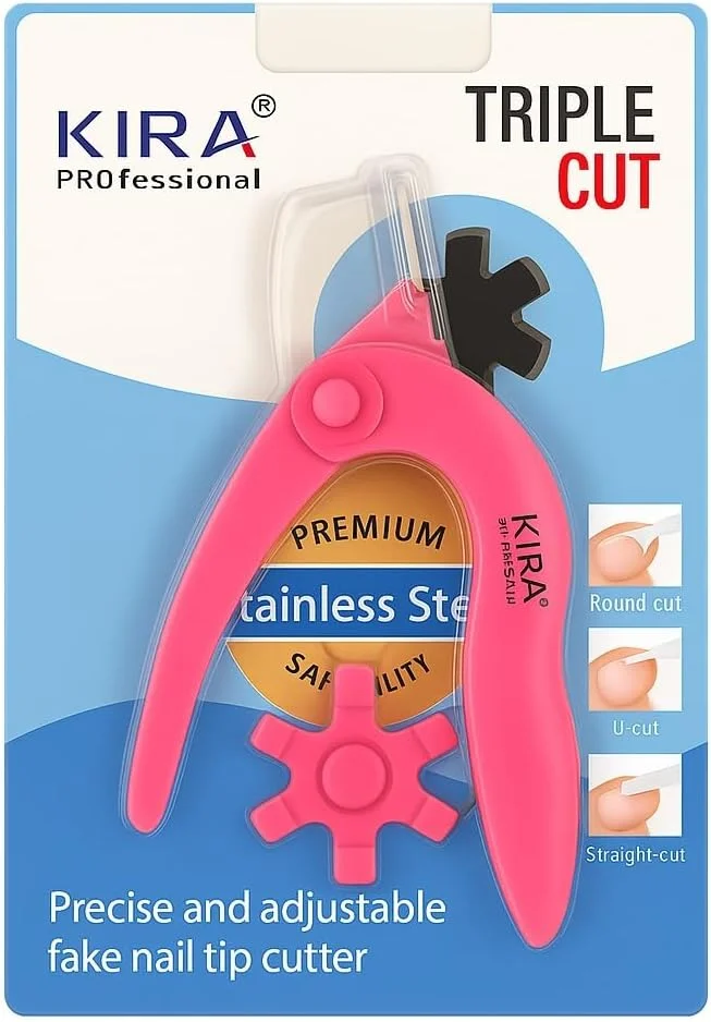 ناخن گیر اکریلیک KIRA، کاتر نوک ناخن مصنوعی ژلی استیل ضد زنگ قابل تنظیم، قیچی ناخن U شکل، تریمر ناخن مصنوعی برای ابزار مانیکور ناخن مصنوعی (سفید)
