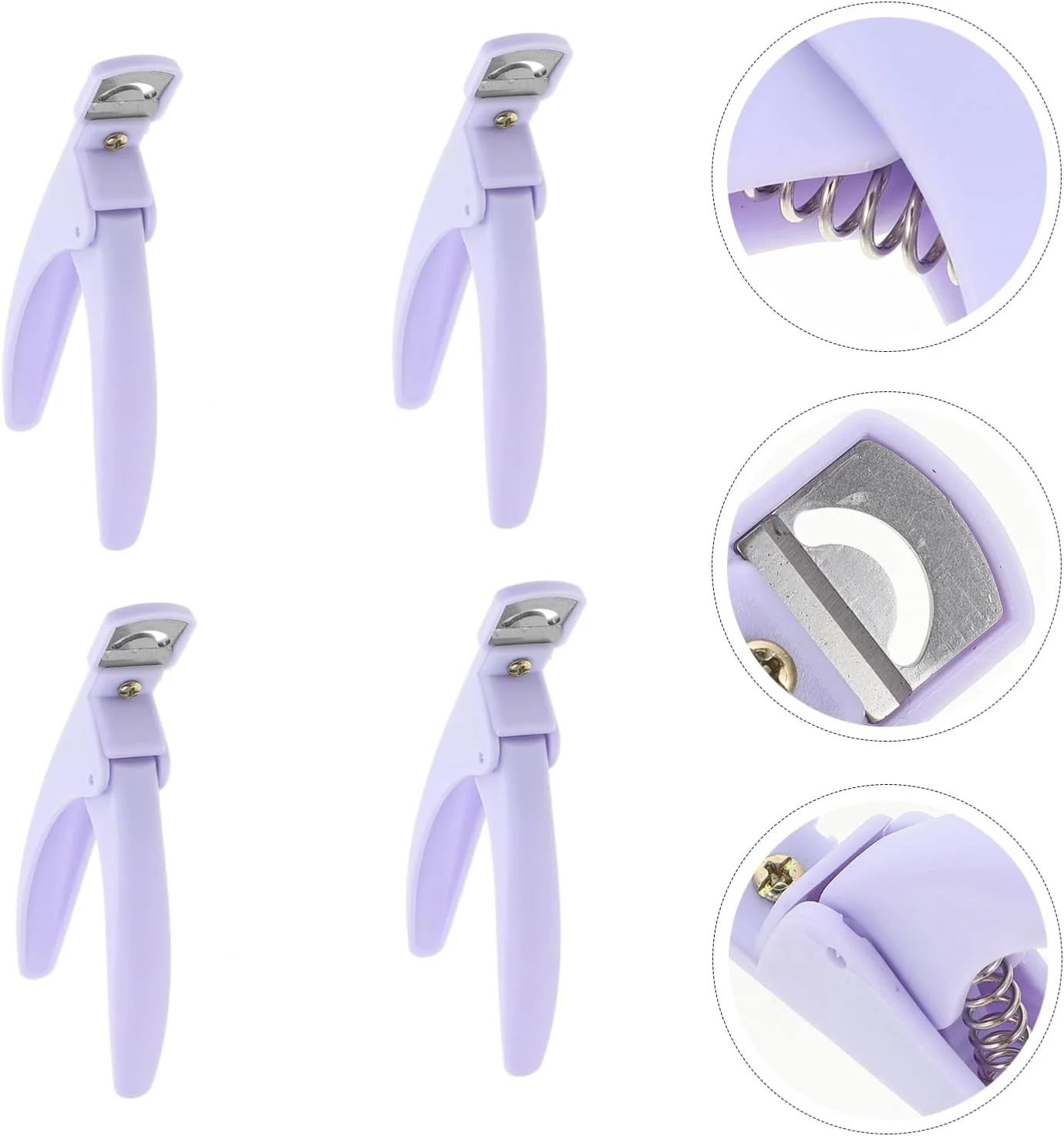 ست 4 عددی ناخن گیر، ناخن گیر اکریلیک، قیچی ناخن مصنوعی، ابزار مانیکور بنفش