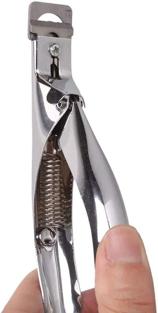 قیچی ناخن مصنوعی HUPOO حرفه ای از جنس استیل ضد زنگ - مناسب برای مانیکور و پدیکور ناخن، ابزار کلیپ برای طراحی ناخن در خانه (نقره ای)