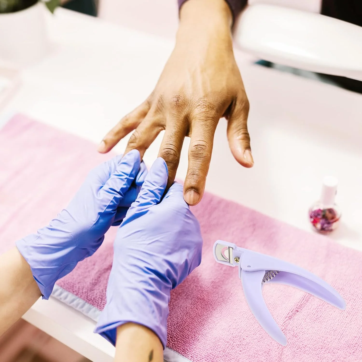 ست 4 عددی ناخن گیر، ناخن گیر اکریلیک، قیچی ناخن مصنوعی، ابزار مانیکور بنفش