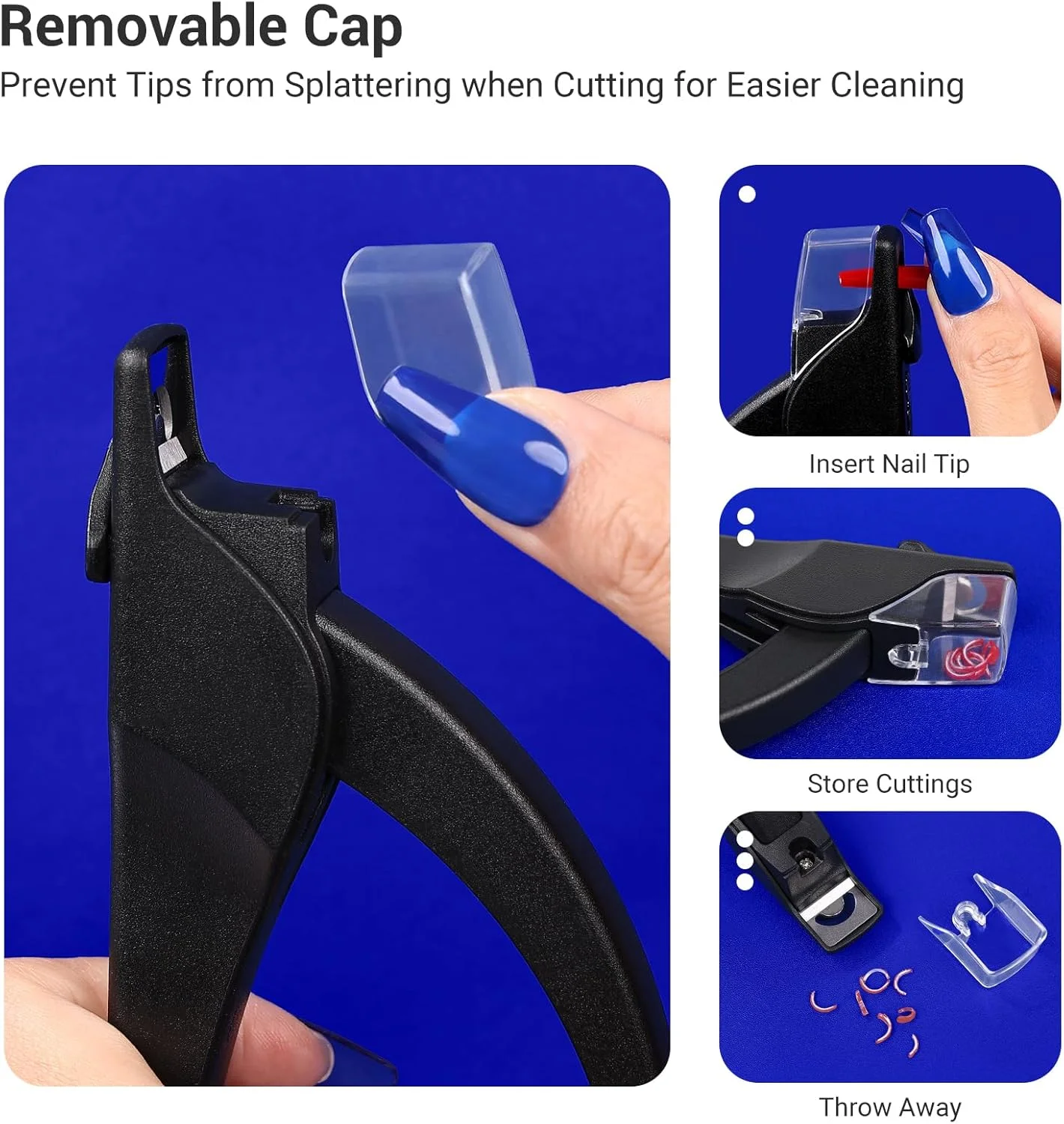 ناخن گیر AIRSEE برای ناخن های اکریلیک با سایزر و گیره، کاتر قابل تنظیم نوک ناخن با اندازه گیری طول، تریمر اکستنشن اکریلیک مصنوعی، ابزار مانیکور خانگی سالن طراحی ناخن مشکی