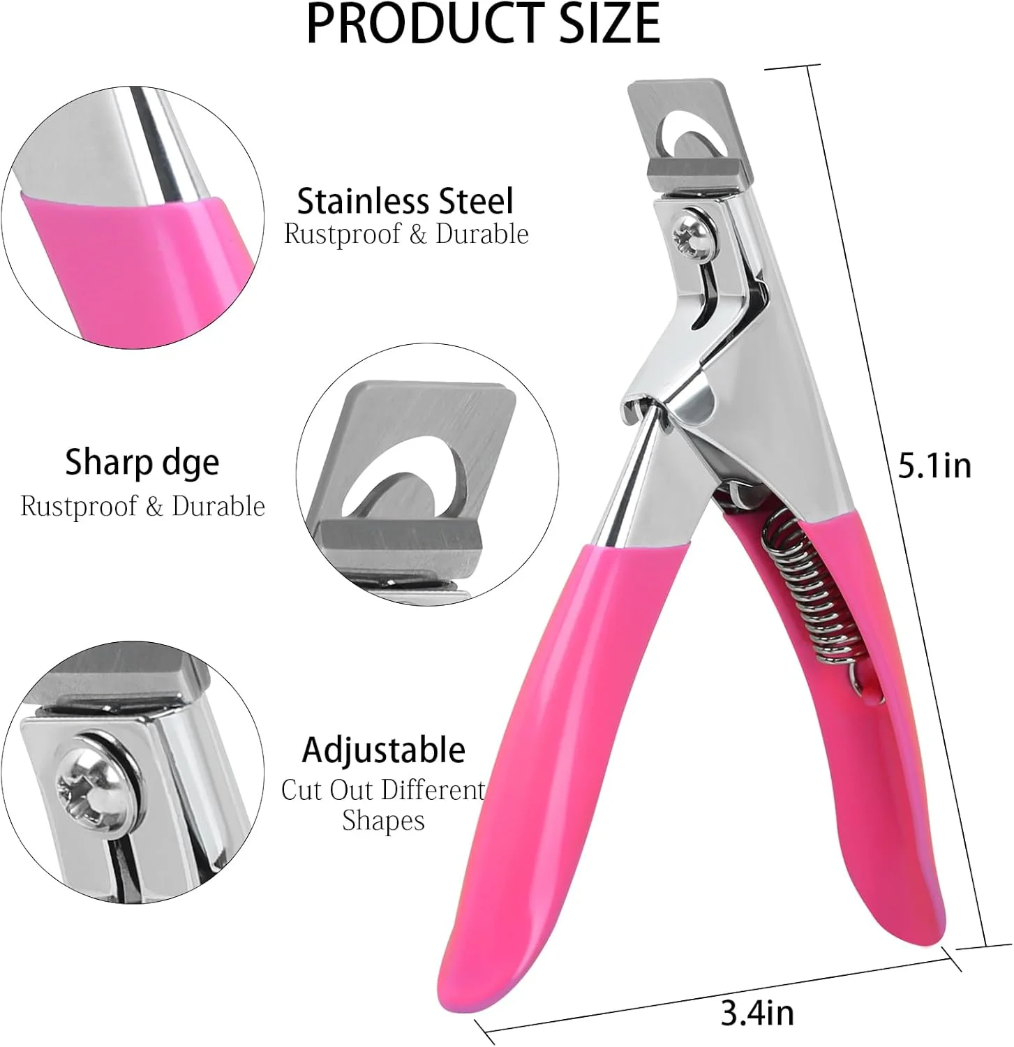 ناخن گیر اکریلیک C12rtive با آهنربا، ناخن گیر، کاتر ناخن اکریلیک، کاتر ناخن برای نوک ناخن با 10 عدد آهنربای سایز بندی، ابزار مانیکور برای سالن یا هنر ناخن در خانه (قرمز گل رز)