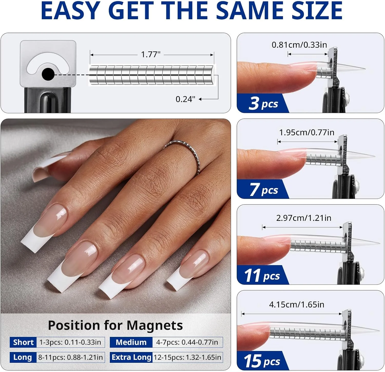 ناخن گیر اکریلیک حرفه ای AIRSEE با 15 آهنربا، کاتر ناخن مصنوعی و ناخن گیر برای مانیکور ناخن مصنوعی، ابزار هنری ناخن، مناسب برای استفاده خانگی، مشکی