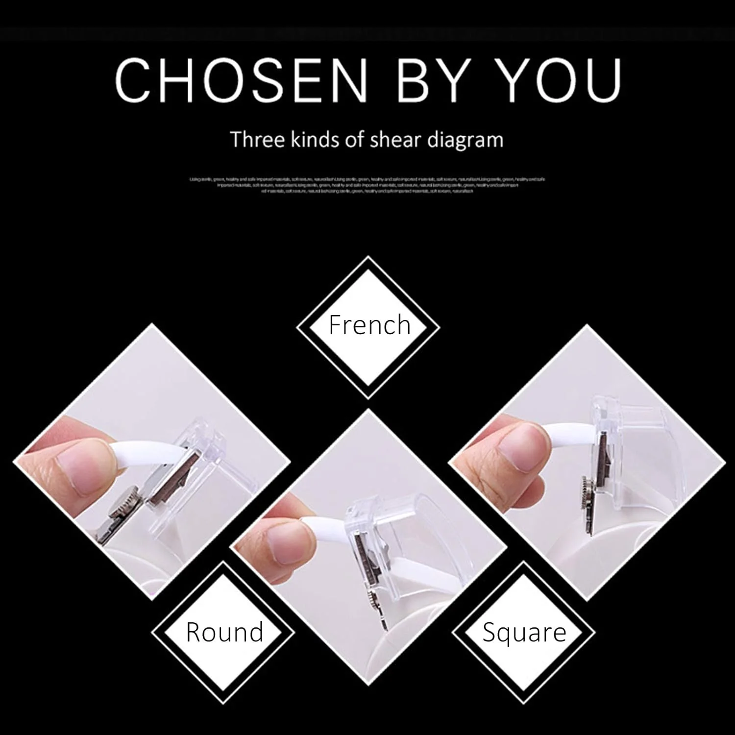 ناخن گیر U شکل anmas rucci، ابزار مانیکور، طراحی ناخن، برش لبه ناخن، مناسب برای ناخن های مصنوعی، ژلی و اکریلیک، دارای 3 حالت برش (1 عدد)