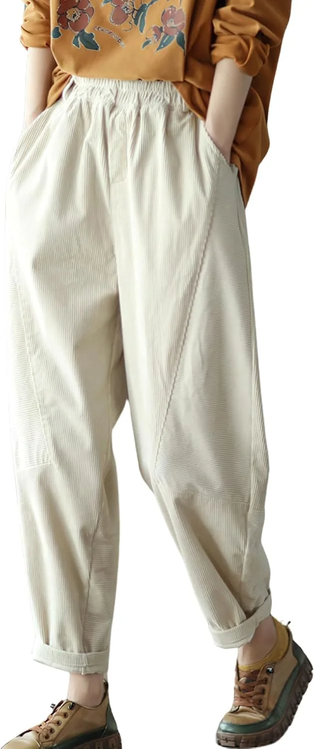 شلوار زنانه پاییزه و زمستانه چویا تو، گشاد، مخمل کبریتی، کمر کشی، راسته با جیب، سفید، M شلوار زنانه پاییزه و زمستانه چویا تو، گشاد، مخمل کبریتی، کمر کشی، راسته با جیب، سفید، M