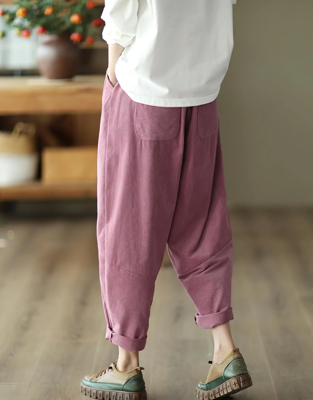 شلوار زنانه پاییزه و زمستانه چو یاتو، گشاد، کبریتی، کمر کشی، راسته با جیب، صورتی، L شلوار زنانه پاییزه و زمستانه چو یاتو، گشاد، کبریتی، کمر کشی، راسته با جیب، صورتی، L