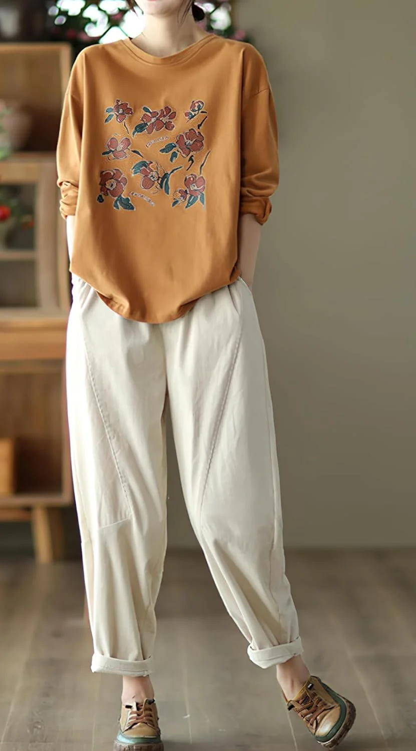 شلوار زنانه پاییزه و زمستانه چویا تو، گشاد، کبریتی، کمر کشی بلند، پاچه های راسته با جیب، سفید، سایز S