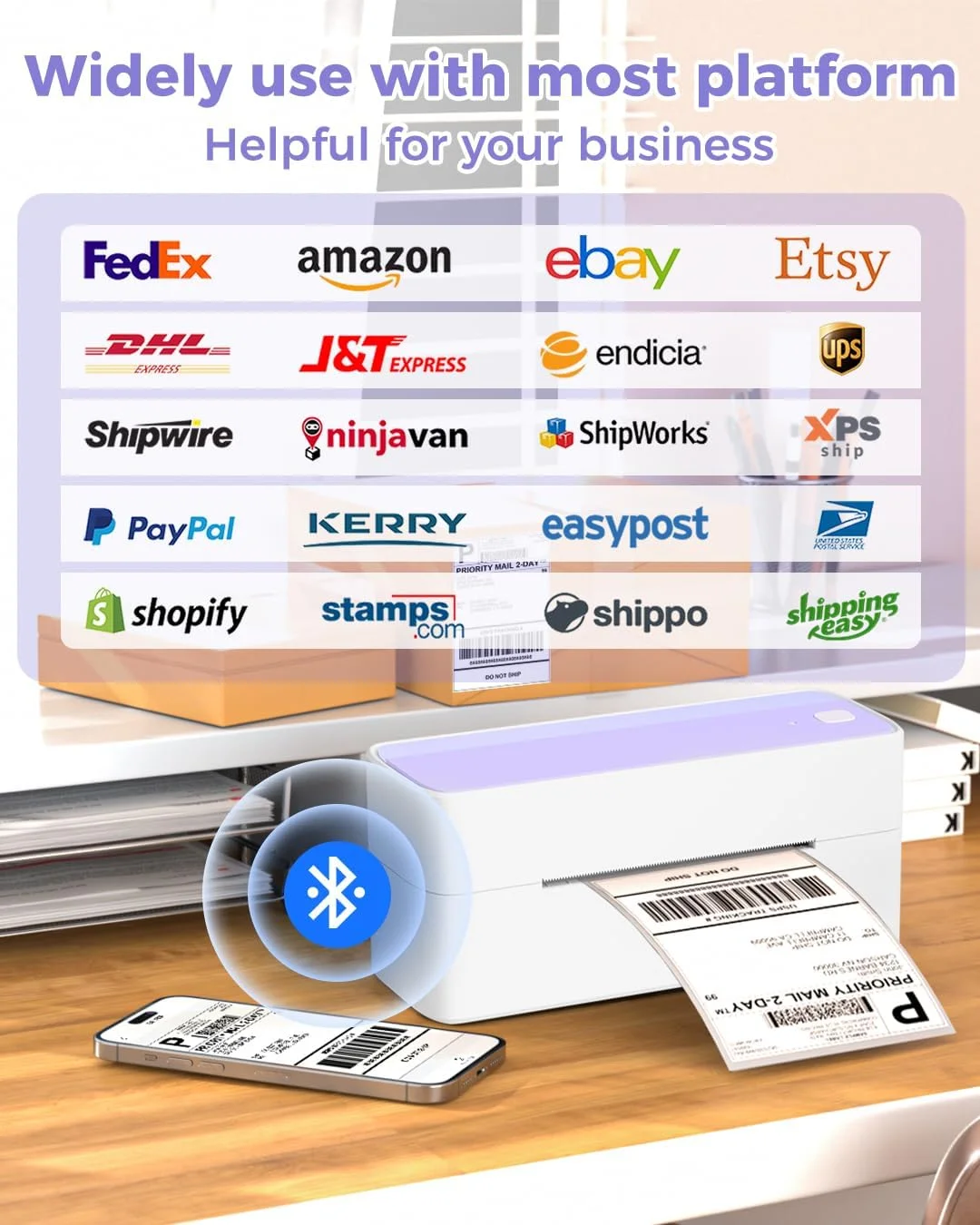 چاپگر حرارتی لیبل Phomemo برای بسته ها - دستگاه چاپ لیبل حمل و نقل 4x6 برای کسب و کارهای کوچک - دستگاه چاپ برچسب بارکد و آدرس برای تلفن، تبلت و کامپیوتر، بنفش چاپگر حرارتی لیبل Phomemo برای بسته ها - دستگاه چاپ لیبل حمل و نقل 4x6 برای کسب و کارهای کوچک - دستگاه چاپ برچسب بارکد و آدرس برای تلفن، تبلت و کامپیوتر، بنفش