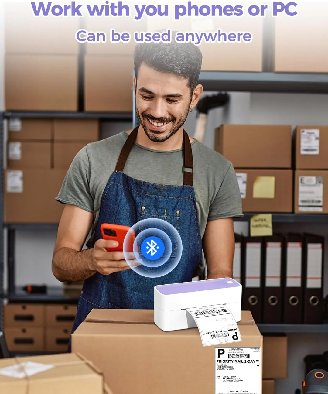 چاپگر حرارتی لیبل Phomemo برای بسته ها - دستگاه چاپ لیبل حمل و نقل 4x6 برای کسب و کارهای کوچک - دستگاه چاپ برچسب بارکد و آدرس برای تلفن، تبلت و کامپیوتر، بنفش چاپگر حرارتی لیبل Phomemo برای بسته ها - دستگاه چاپ لیبل حمل و نقل 4x6 برای کسب و کارهای کوچک - دستگاه چاپ برچسب بارکد و آدرس برای تلفن، تبلت و کامپیوتر، بنفش