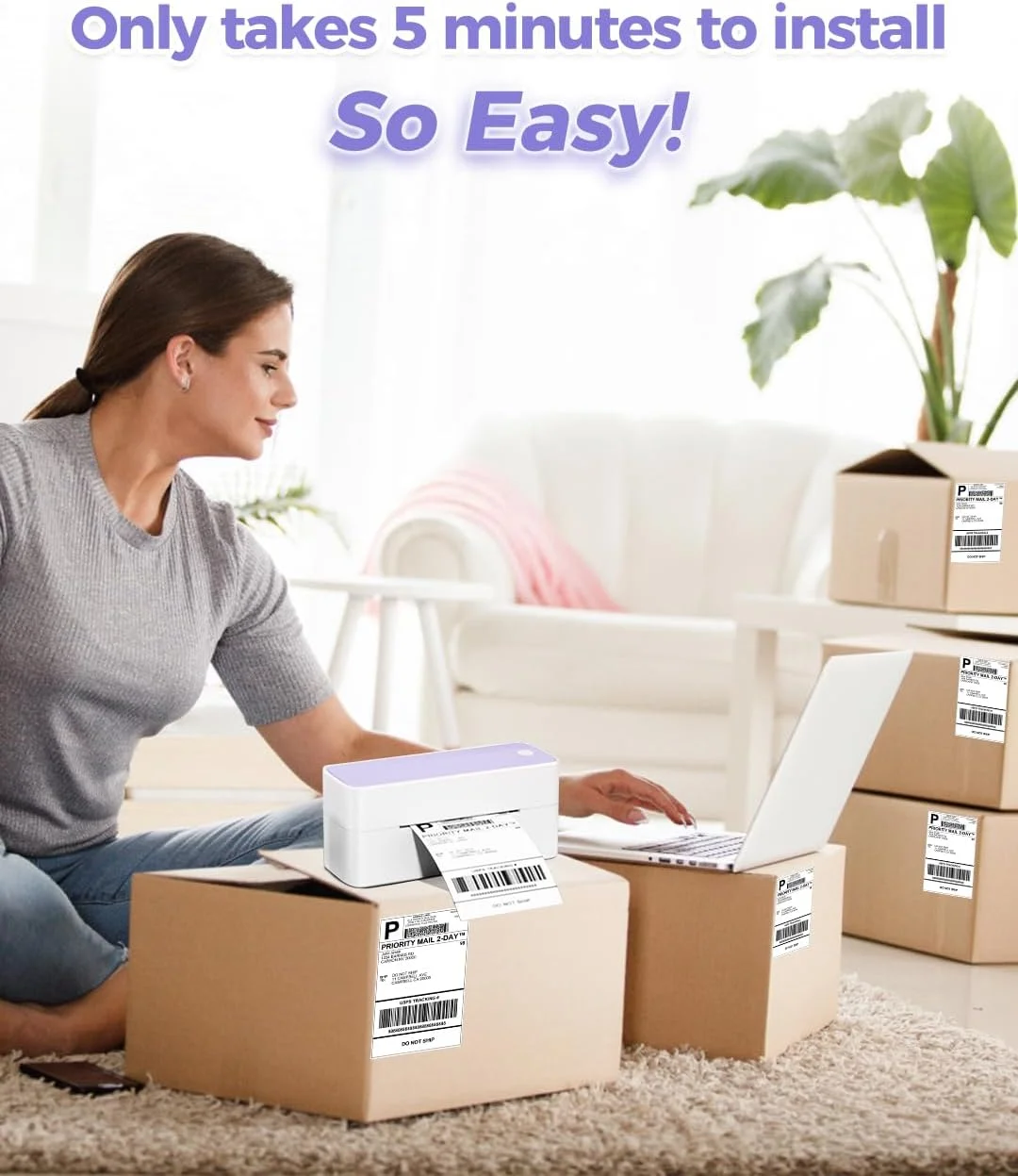 چاپگر حرارتی لیبل Phomemo برای بسته ها - دستگاه چاپ لیبل حمل و نقل 4x6 برای کسب و کارهای کوچک - دستگاه چاپ برچسب بارکد و آدرس برای تلفن، تبلت و کامپیوتر، بنفش چاپگر حرارتی لیبل Phomemo برای بسته ها - دستگاه چاپ لیبل حمل و نقل 4x6 برای کسب و کارهای کوچک - دستگاه چاپ برچسب بارکد و آدرس برای تلفن، تبلت و کامپیوتر، بنفش