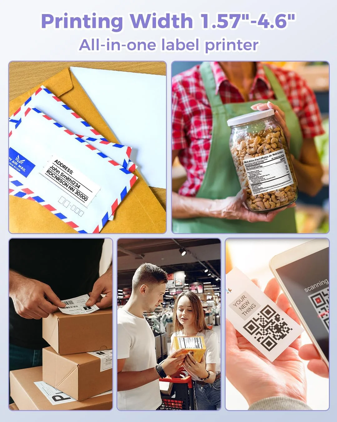 چاپگر حرارتی لیبل Phomemo برای بسته ها - دستگاه چاپ لیبل حمل و نقل 4x6 برای کسب و کارهای کوچک - دستگاه چاپ برچسب بارکد و آدرس برای تلفن، تبلت و کامپیوتر، بنفش چاپگر حرارتی لیبل Phomemo برای بسته ها - دستگاه چاپ لیبل حمل و نقل 4x6 برای کسب و کارهای کوچک - دستگاه چاپ برچسب بارکد و آدرس برای تلفن، تبلت و کامپیوتر، بنفش