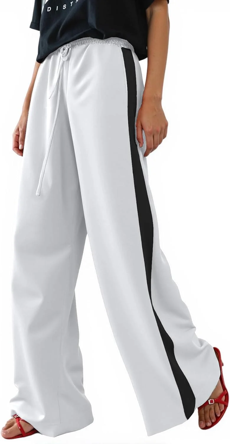 شلوار زنانه غیر رسمی Charfille با بند کشی، طرح پلنگی، رنگی، راه راه پهلو، پاچه های راسته و گشاد شلوار زنانه غیر رسمی Charfille با بند کشی، طرح پلنگی، رنگی، راه راه پهلو، پاچه های راسته و گشاد