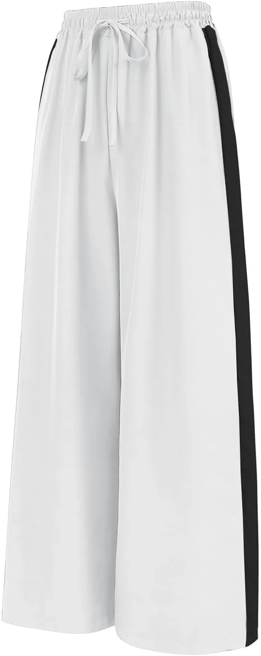 شلوار زنانه غیر رسمی Charfille با بند کشی، طرح پلنگی، رنگی، راه راه پهلو، پاچه های راسته و گشاد شلوار زنانه غیر رسمی Charfille با بند کشی، طرح پلنگی، رنگی، راه راه پهلو، پاچه های راسته و گشاد