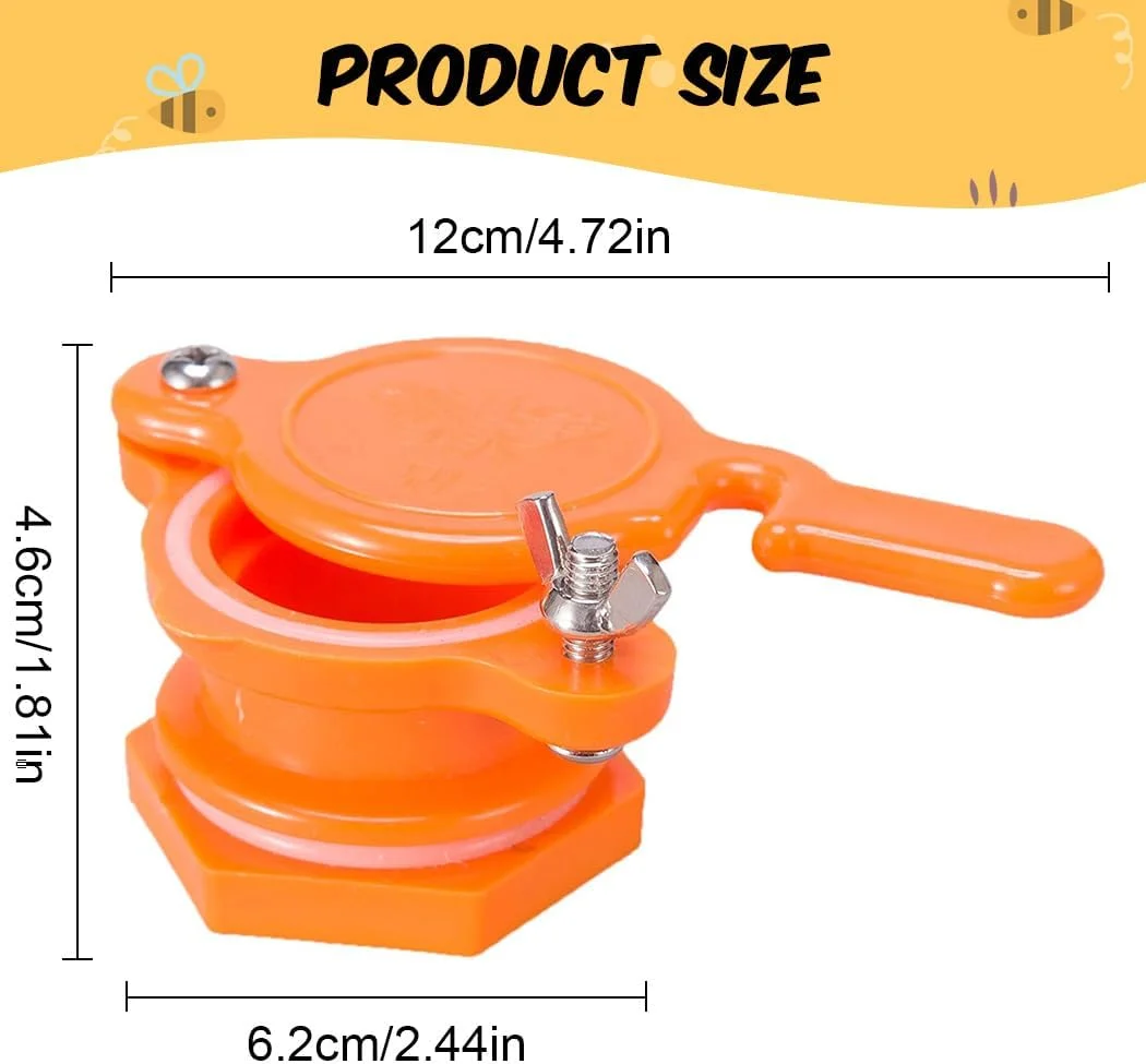 دریچه عسل HONEY LAKE، 2 عددی، دریچه بادوام نارنجی برای تجهیزات استخراج عسل، شیر استخراج عسل، لوازم زنبورداری، ابزار زنبورداری، تجهیزات زنبورداری برای زنبوردار مبتدی