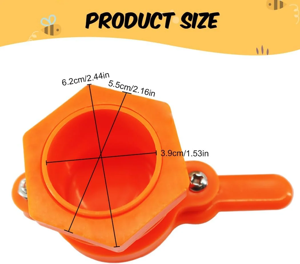 دریچه عسل HONEY LAKE، 2 عددی، دریچه بادوام نارنجی برای تجهیزات استخراج عسل، شیر استخراج عسل، لوازم زنبورداری، ابزار زنبورداری، تجهیزات زنبورداری برای زنبوردار مبتدی