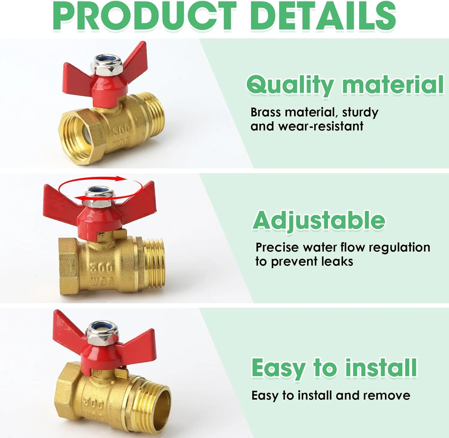 شیر توپی برنجی 1/2 اینچ با دسته پروانه ای برای شلنگ باغ - صمام کروی نحاسی 1/2 بوصة | اتصال سریع و شیر قطع و وصل خطی برای کنترل جریان آب برای شیر آب و مخزن آب شیر توپی برنجی 1/2 اینچ با دسته پروانه ای برای شلنگ باغ - صمام کروی نحاسی 1/2 بوصة | اتصال سریع و شیر قطع و وصل خطی برای کنترل جریان آب برای شیر آب و مخزن آب