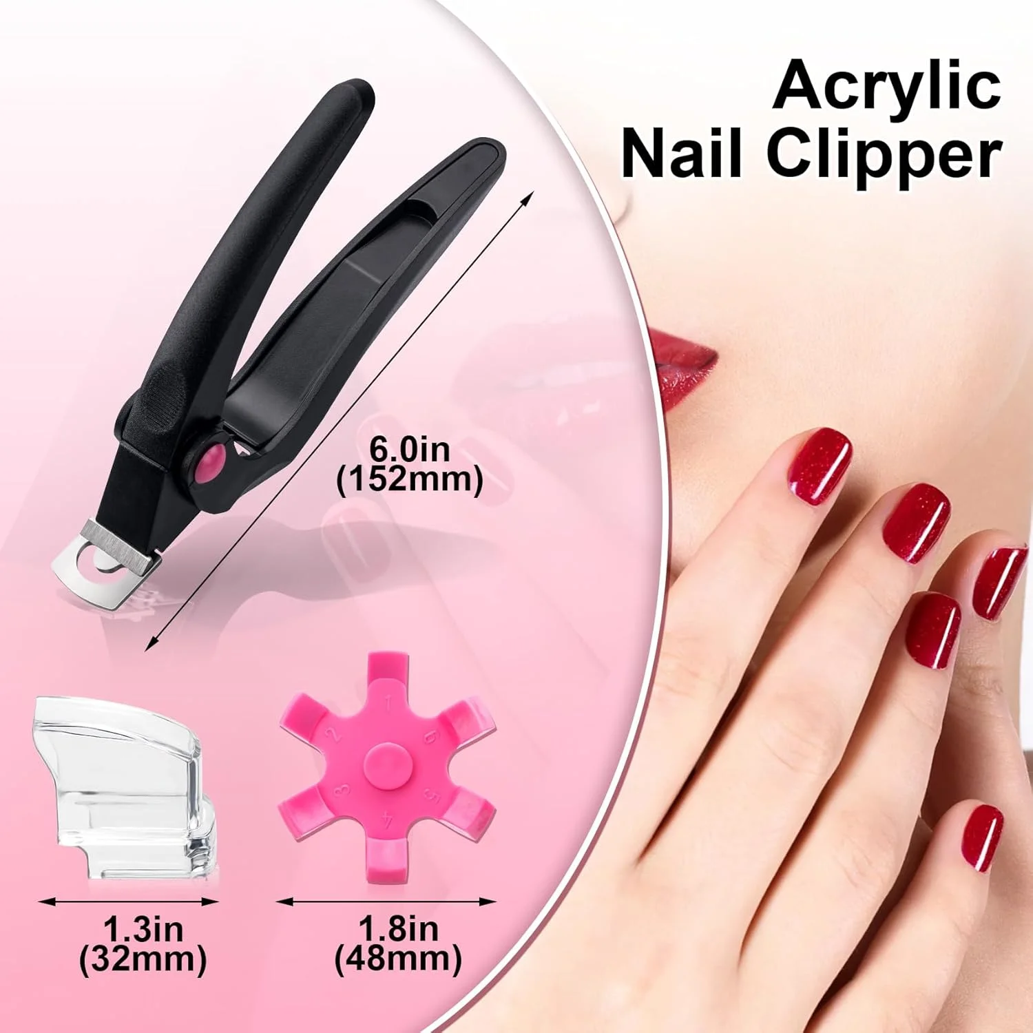 ناخن گیر حرفه ای اکریلیک Mxxipp، ناخن گیر استیل ضد زنگ قابل تنظیم، ناخن گیر مصنوعی با 3 زاویه برش برای مانیکور سالن خانگی - مشکی صورتی ناخن گیر حرفه ای اکریلیک Mxxipp، ناخن گیر استیل ضد زنگ قابل تنظیم، ناخن گیر مصنوعی با 3 زاویه برش برای مانیکور سالن خانگی - مشکی صورتی