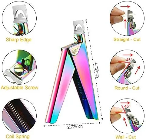 ناخن گیر Parlberd برای ناخن های اکریلیک، کاتر ناخن، قیچی ناخن مصنوعی، نیپر کوتیکول و پوشر کوتیکول، ابزار حرفه ای مانیکور پدیکور استیل ضد زنگ