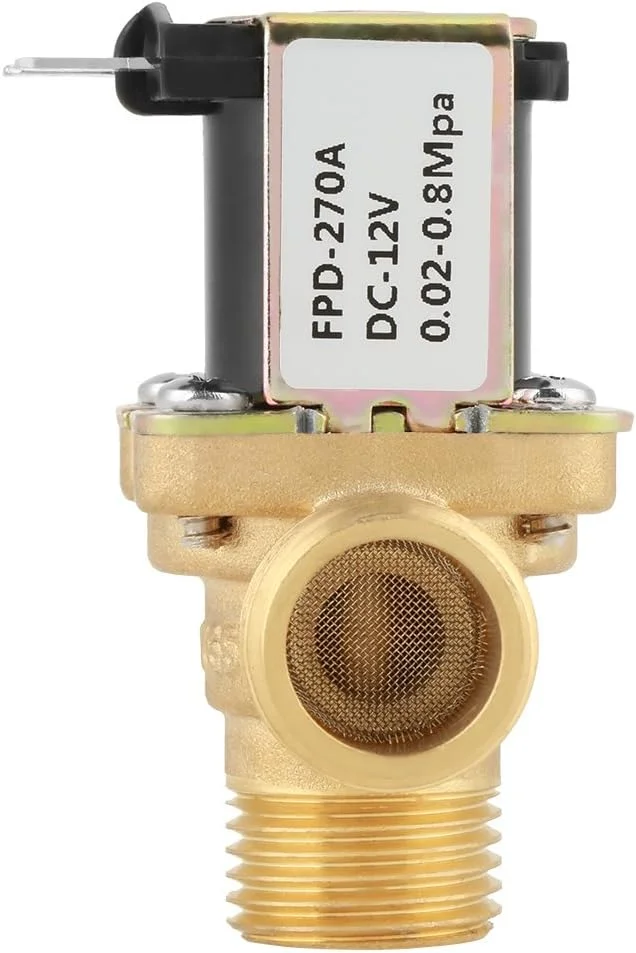 شیر برقی الکترومغناطیسی Risegun DC 12V DN15 G1/2 برنجی، سوئیچ ورودی آب نرمال بسته با فیلتر، برای کنترل آب، اتصال 1/2 اینچ، استفاده صنعتی