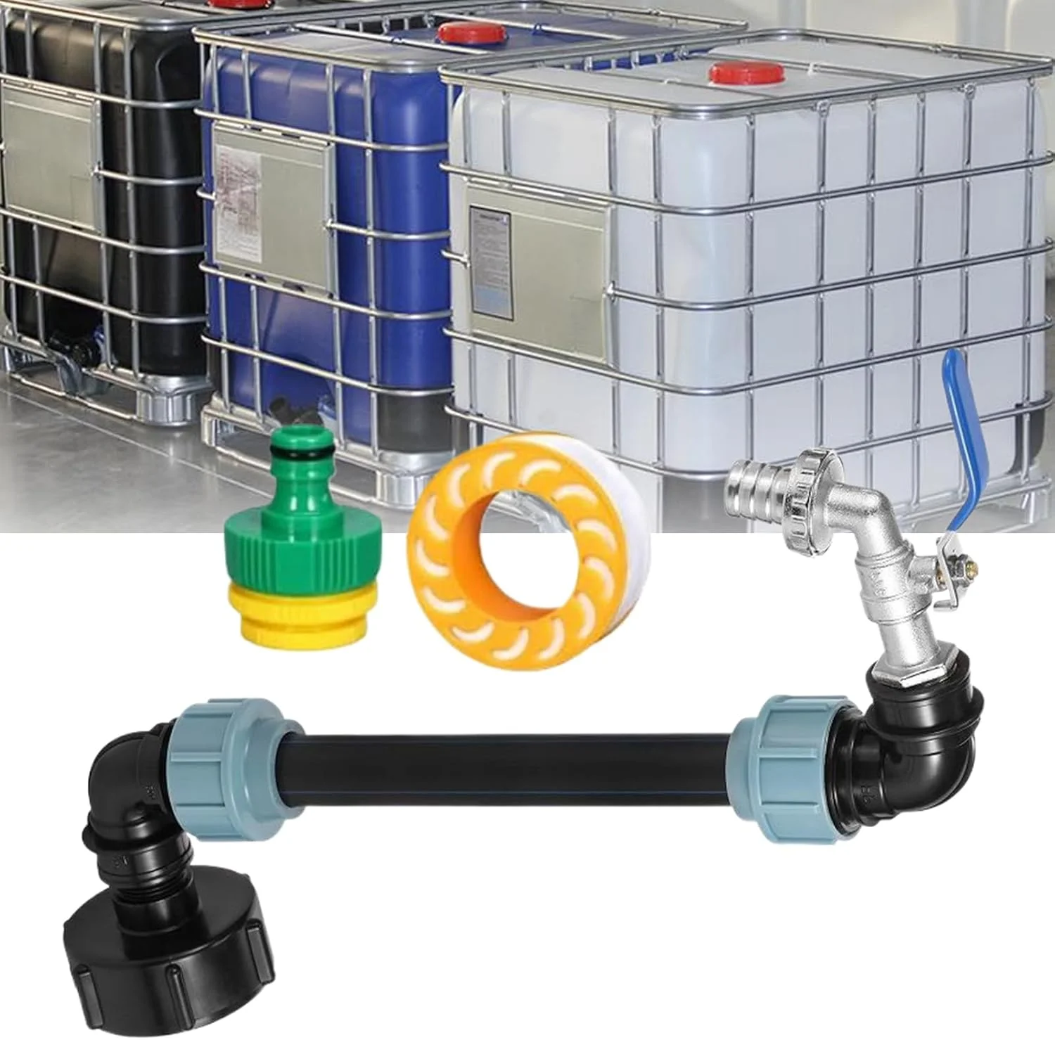 اتصالات مخزن تات کینگریوز | شیر خروجی مخزن 3/4 اینچی با شلنگ اکستنشن، اتصالات شیر سطل آب برای آبیاری کشاورزی و ذخیره مایعات صنعتی اتصالات مخزن تات کینگریوز | شیر خروجی مخزن 3/4 اینچی با شلنگ اکستنشن، اتصالات شیر سطل آب برای آبیاری کشاورزی و ذخیره مایعات صنعتی