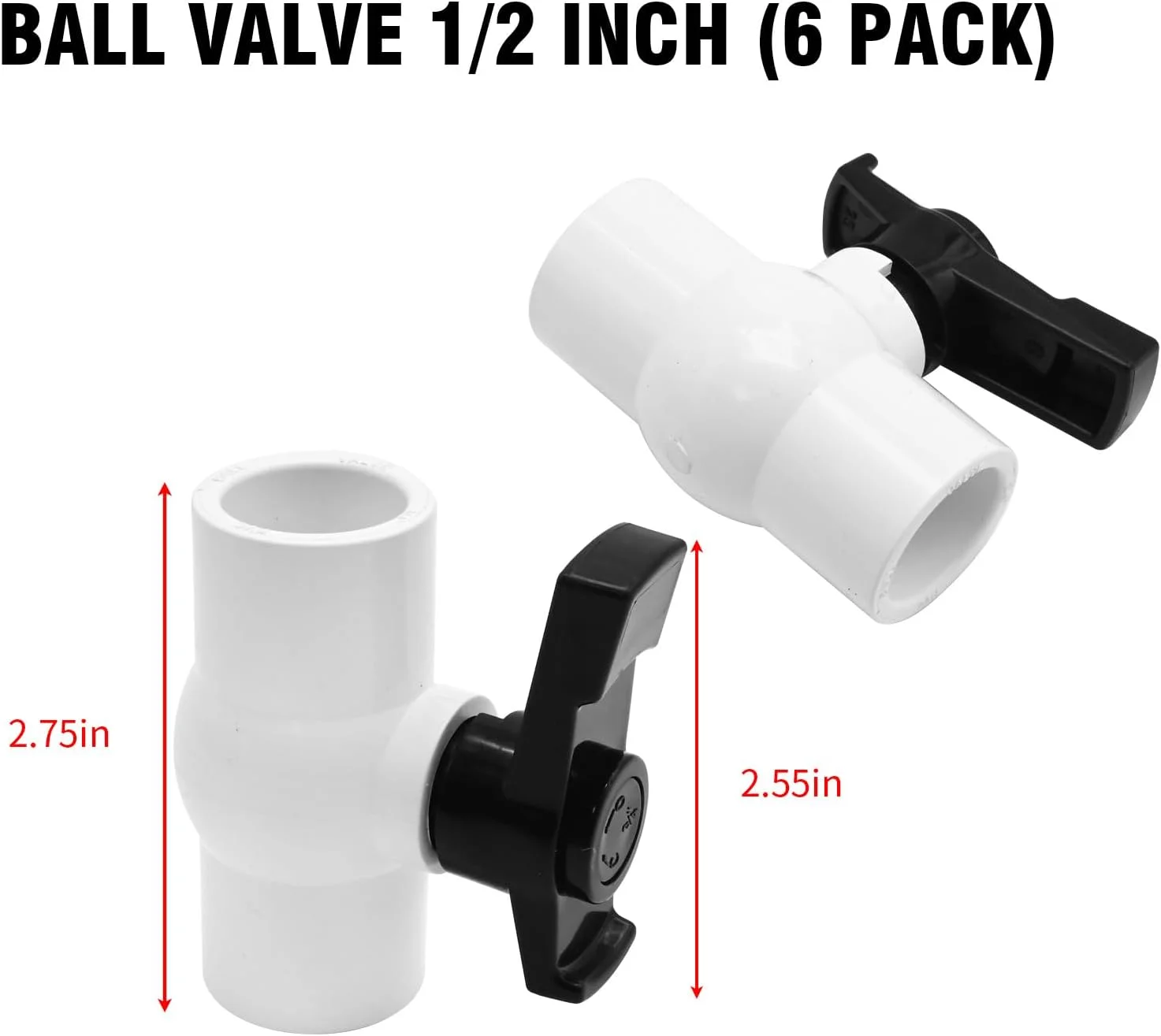 شیر توپی پی وی سی ZUDKSUY، 6 عددی، 1/2 اینچ، شیر قطع و وصل لوله آب با دسته T مشکی برای خطوط تامین آب سرد، سیستم اتصالات لوله آبیاری، تجهیزات استخر، دارای رتبه 150 PSI، سوکت 1/2 اینچ شیر توپی پی وی سی ZUDKSUY، 6 عددی، 1/2 اینچ، شیر قطع و وصل لوله آب با دسته T مشکی برای خطوط تامین آب سرد، سیستم اتصالات لوله آبیاری، تجهیزات استخر، دارای رتبه 150 PSI، سوکت 1/2 اینچ