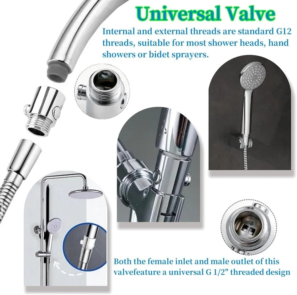 شیر قطع و وصل سر دوش G1/2، شیر کنترل جریان آب دکمه ای برای دوش دستی، تنظیم کننده آب نقره ای برای کاهش مصرف آب، قطعه جایگزین جهانی، 3 عدد شیر قطع و وصل سر دوش G1/2، شیر کنترل جریان آب دکمه ای برای دوش دستی، تنظیم کننده آب نقره ای برای کاهش مصرف آب، قطعه جایگزین جهانی، 3 عدد