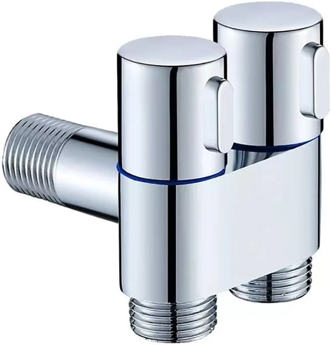 شیر زاویه ای دو خروجی روبیک، شیر انشعاب کنترل جریان آب 1/2 اینچ برنجی نصب شده روی دیوار (کروم) شیر زاویه ای دو خروجی روبیک، شیر انشعاب کنترل جریان آب 1/2 اینچ برنجی نصب شده روی دیوار (کروم)