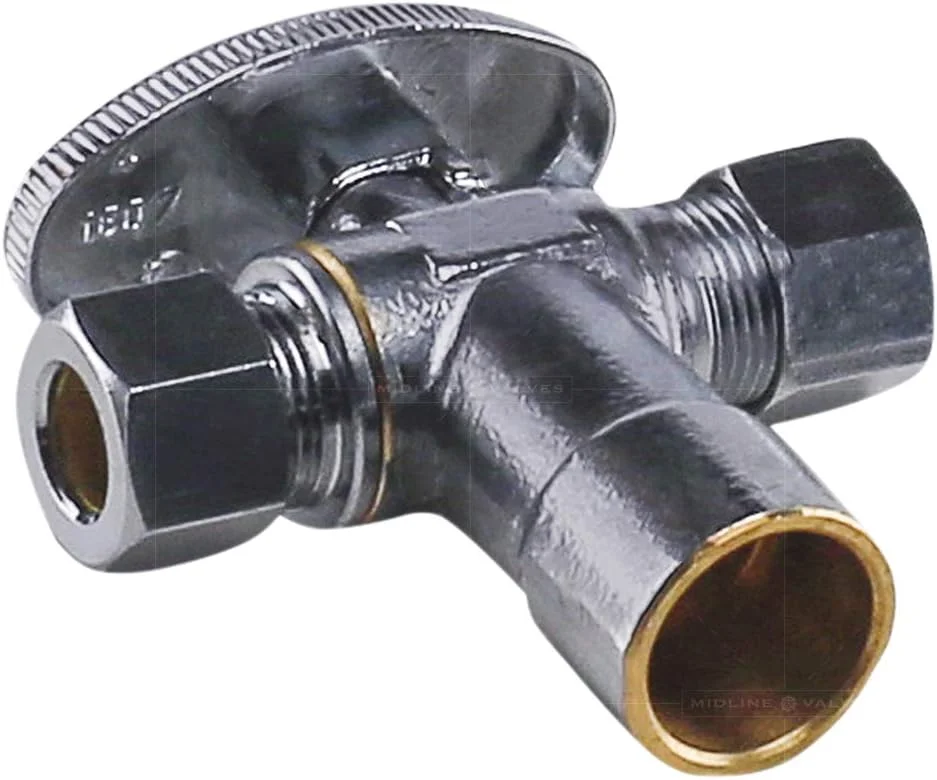 شیر زاویه ای قطع و وصل آب Midline Valve 86324QS-OM؛ خروجی دوگانه؛ اهرم چرخشی یک چهارم دور؛ یک تکه؛ برای توالت، سینک، ماشین ظرفشویی؛ 1/2 اینچ Sweat x 3/8 اینچ COMP x 3/8 اینچ COMP؛ برنج با روکش کروم شیر زاویه ای قطع و وصل آب Midline Valve 86324QS-OM؛ خروجی دوگانه؛ اهرم چرخشی یک چهارم دور؛ یک تکه؛ برای توالت، سینک، ماشین ظرفشویی؛ 1/2 اینچ Sweat x 3/8 اینچ COMP x 3/8 اینچ COMP؛ برنج با روکش کروم