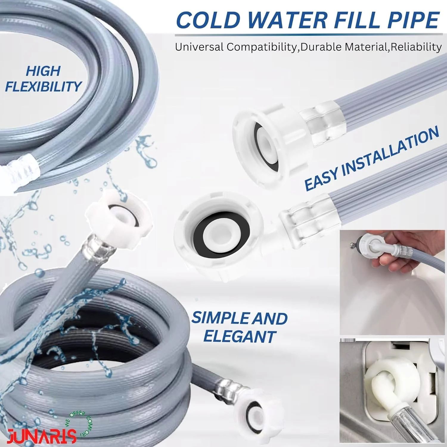 شلنگ ورودی یونیورسال ماشین لباسشویی و ظرفشویی جوناریس - لوله پرکن آب سرد و گرم با خم 90 درجه انعطاف پذیر، لوله ورودی بادوام و ضد انفجار خرطوم مدخل الغسالة وغسالة الصحون (3 متری) شلنگ ورودی یونیورسال ماشین لباسشویی و ظرفشویی جوناریس - لوله پرکن آب سرد و گرم با خم 90 درجه انعطاف پذیر، لوله ورودی بادوام و ضد انفجار خرطوم مدخل الغسالة وغسالة الصحون (3 متری)