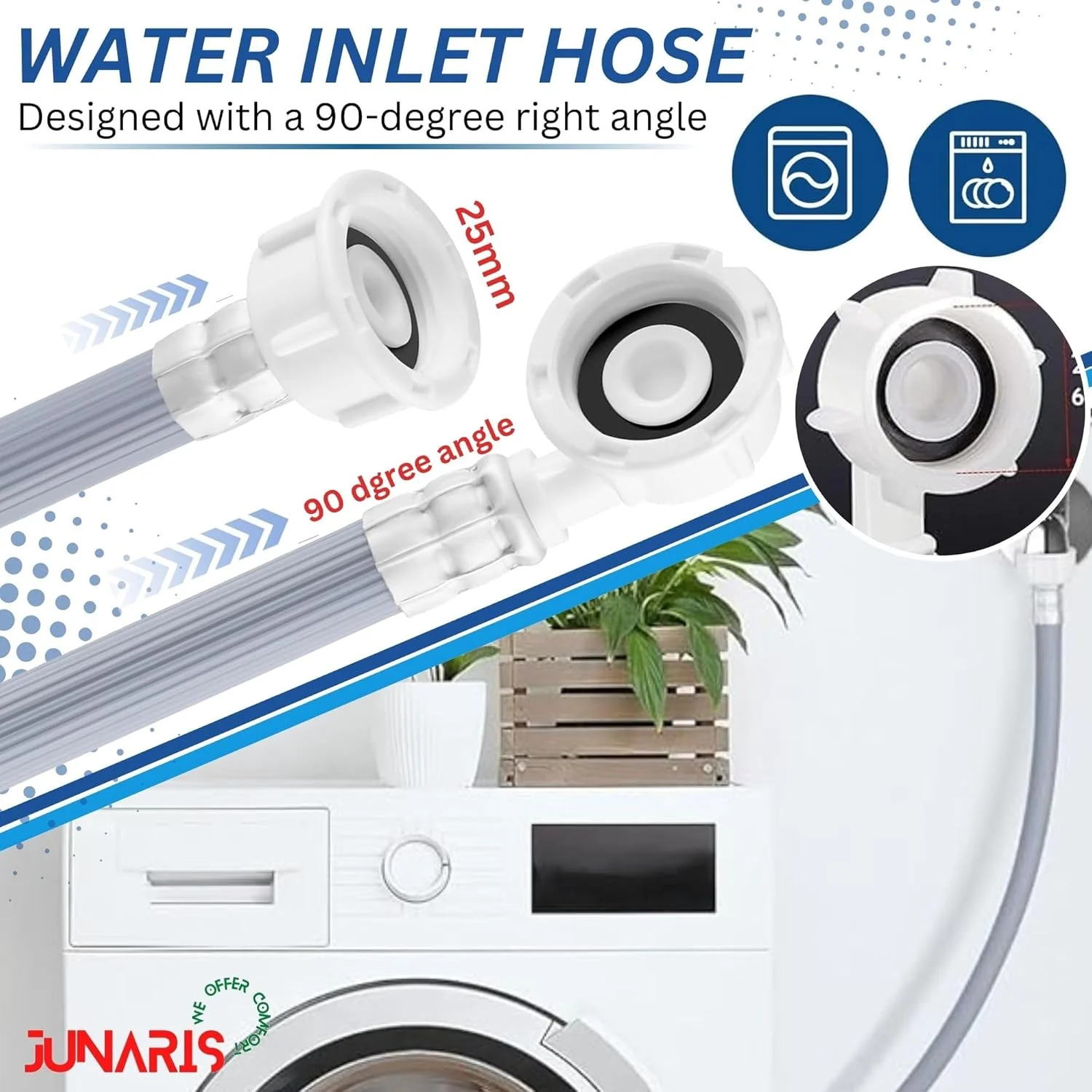 شلنگ ورودی یونیورسال ماشین لباسشویی و ظرفشویی جوناریس - لوله پرکن آب سرد و گرم با خم 90 درجه انعطاف پذیر، لوله ورودی بادوام و ضد انفجار خرطوم مدخل الغسالة وغسالة الصحون (3 متری) شلنگ ورودی یونیورسال ماشین لباسشویی و ظرفشویی جوناریس - لوله پرکن آب سرد و گرم با خم 90 درجه انعطاف پذیر، لوله ورودی بادوام و ضد انفجار خرطوم مدخل الغسالة وغسالة الصحون (3 متری)