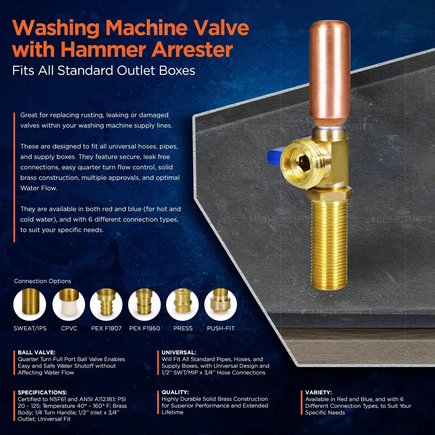 شیر ماشین لباسشویی هایکرافت 540UI با ضربه گیر، ورودی 1/2 اینچ SWT/MIP x خروجی 3/4 اینچ MHT برنجی قرمز - برای تامین آب گرم شیر ماشین لباسشویی هایکرافت 540UI با ضربه گیر، ورودی 1/2 اینچ SWT/MIP x خروجی 3/4 اینچ MHT برنجی قرمز - برای تامین آب گرم