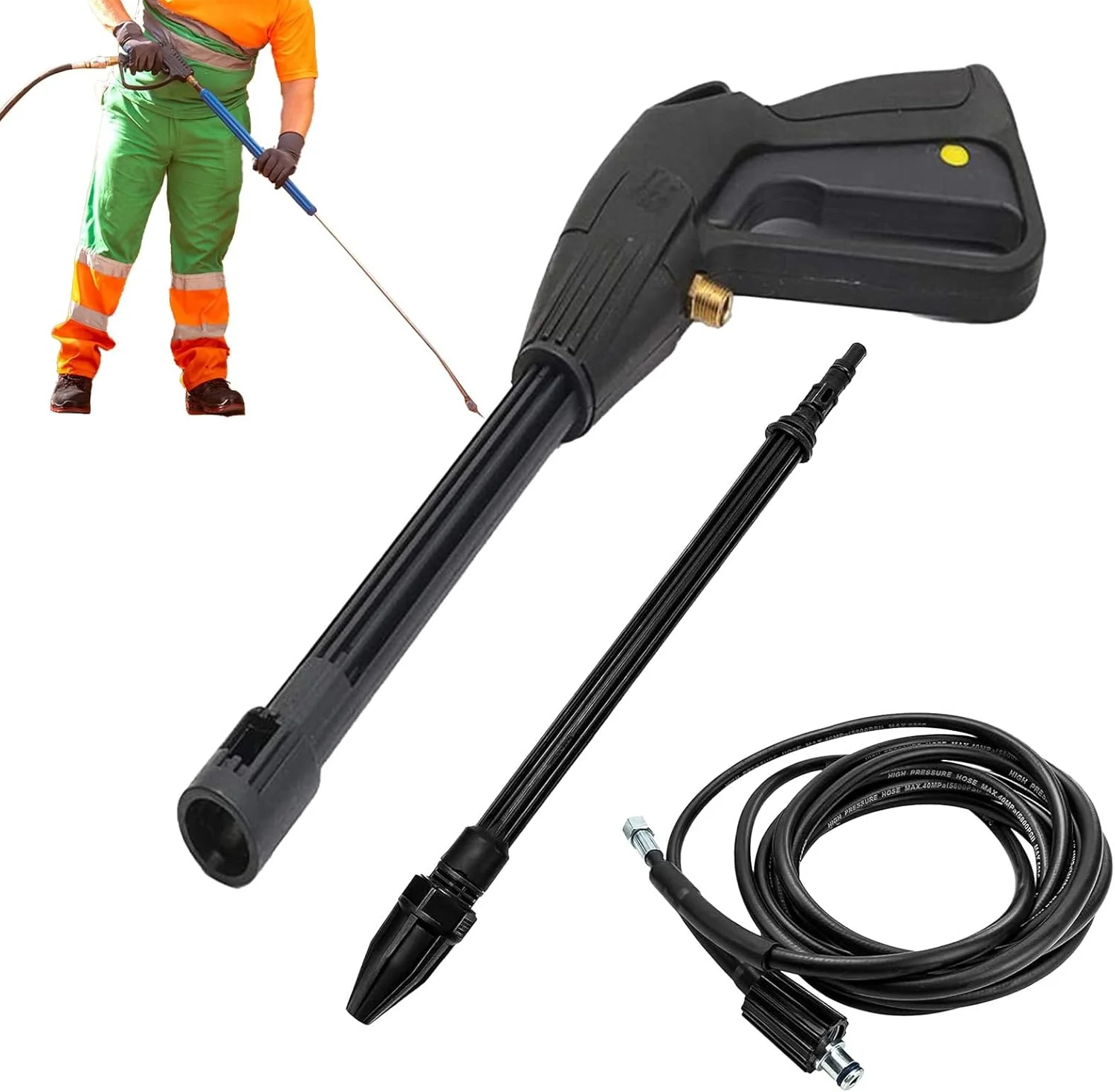 تفنگ آب پاش فشار قوی - اسپری فشار قوی با شلنگ قابل تنظیم | لوازم شستشوی آب خانگی برای باغ، حیاط، وسایل نقلیه، راهرو، پاسیو، دیوارها تفنگ آب پاش فشار قوی - اسپری فشار قوی با شلنگ قابل تنظیم | لوازم شستشوی آب خانگی برای باغ، حیاط، وسایل نقلیه، راهرو، پاسیو، دیوارها