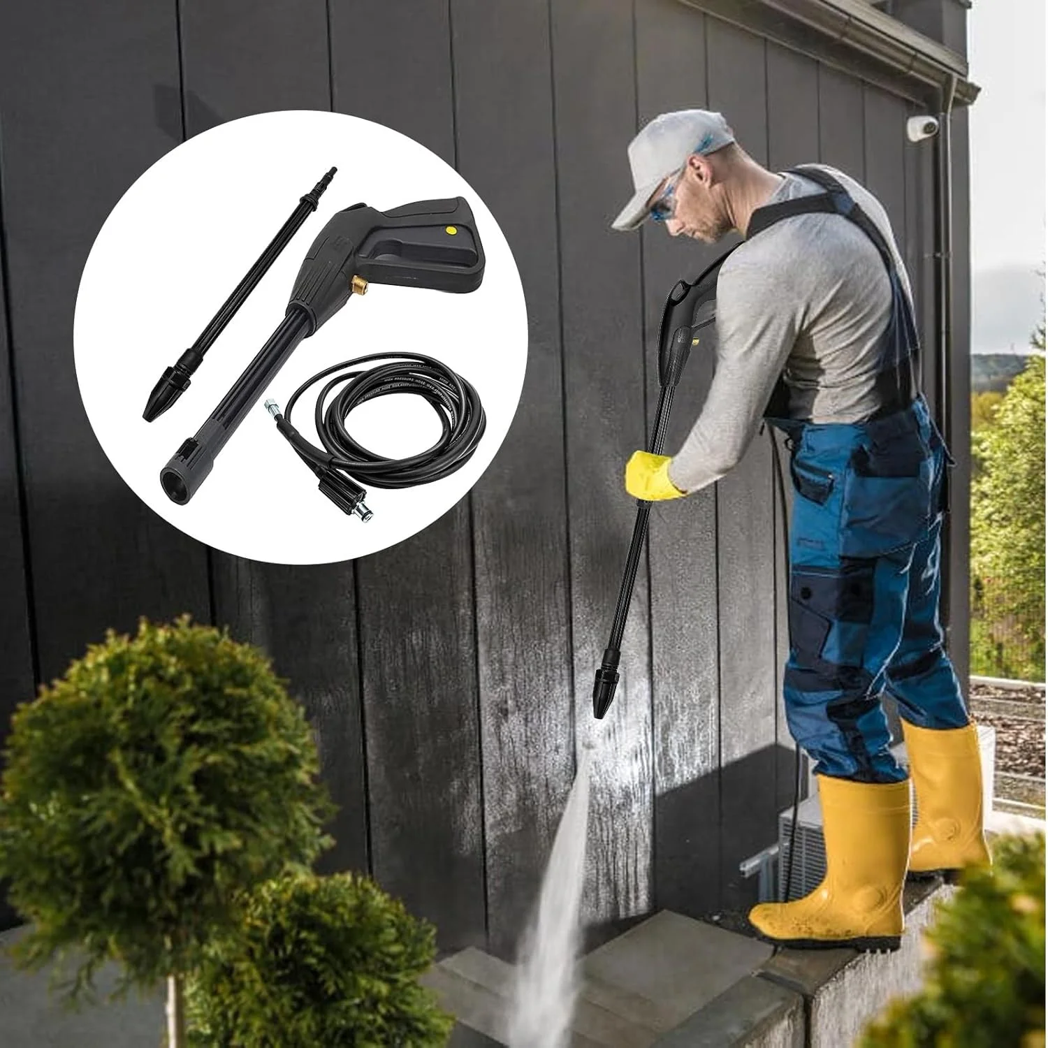 تفنگ آب پاش فشار قوی - اسپری فشار قوی با شلنگ قابل تنظیم | لوازم شستشوی آب خانگی برای باغ، حیاط، وسایل نقلیه، راهرو، پاسیو، دیوارها تفنگ آب پاش فشار قوی - اسپری فشار قوی با شلنگ قابل تنظیم | لوازم شستشوی آب خانگی برای باغ، حیاط، وسایل نقلیه، راهرو، پاسیو، دیوارها