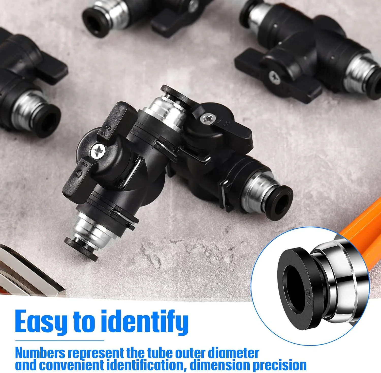 فلوتسان 5 عدد شیر توپی پنوماتیک اتصالات فشاری شیر توپی PVC شیر کنترل جریان هوا اتصالات هوا اتصال سریع مستقیم اتصالات شیلنگ هوا (OD 1/4 اینچ در 1/4 اینچ)