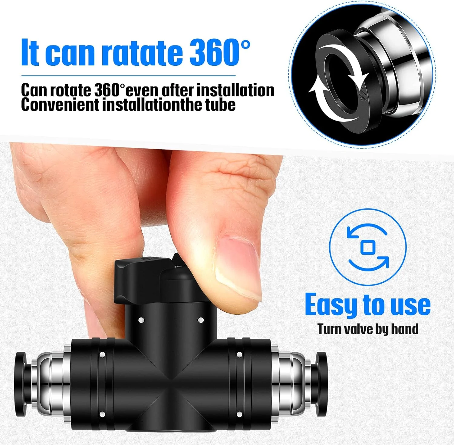 فلوتسان 5 عدد شیر توپی پنوماتیک اتصالات فشاری شیر توپی PVC شیر کنترل جریان هوا اتصالات هوا اتصال سریع مستقیم اتصالات شیلنگ هوا (OD 1/4 اینچ در 1/4 اینچ)