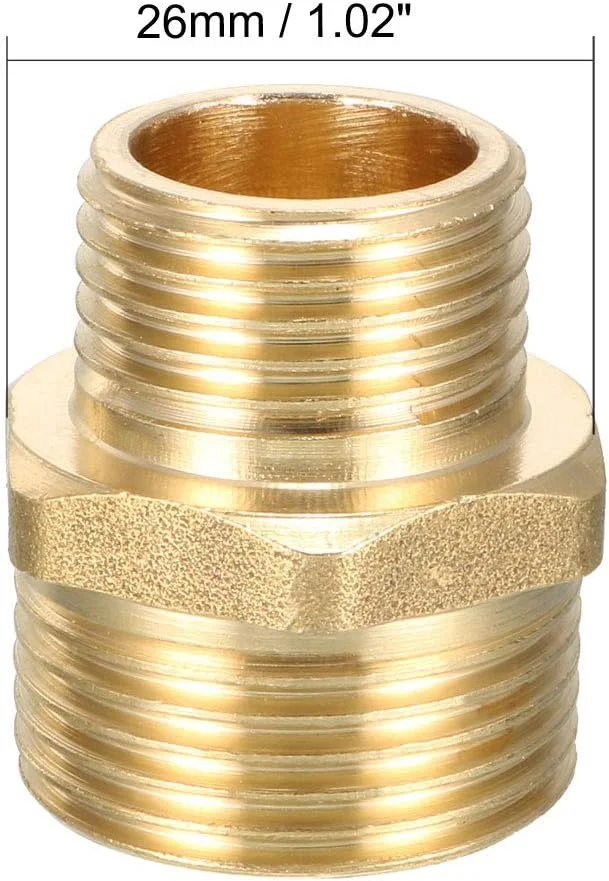 اتصال لوله برنجی کاهنده، بوشن شش گوش کاهنده، 3/4 BSP نر به 1/2 BSP آداپتور نر، 2 عدد اتصال لوله برنجی کاهنده، بوشن شش گوش کاهنده، 3/4 BSP نر به 1/2 BSP آداپتور نر، 2 عدد