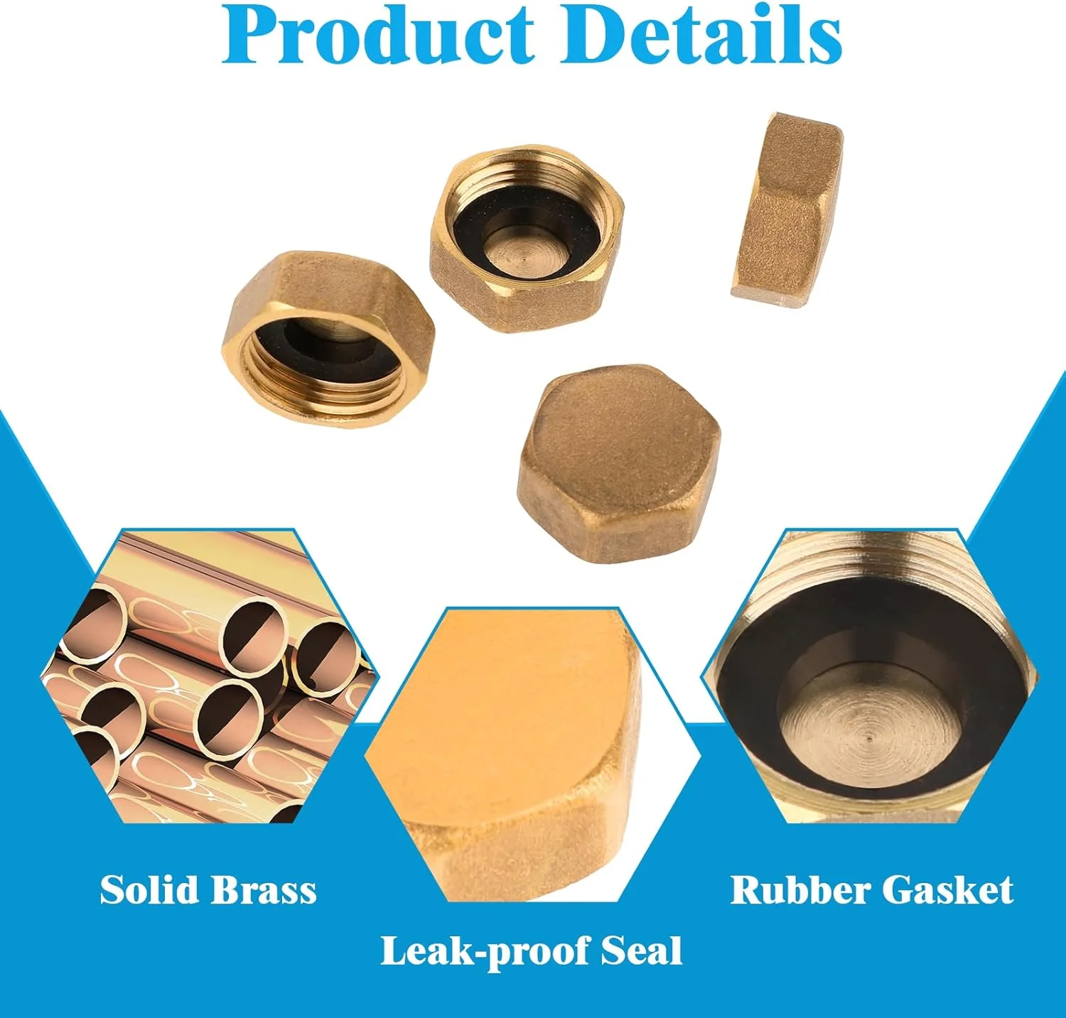 جفداد 4 عدد درپوش برنجی برای رادیاتور، درپوش مهره کور برنجی 1/2 اینچ، اتصالات لوله کشی برای شیر رادیاتور ماشین لباسشویی