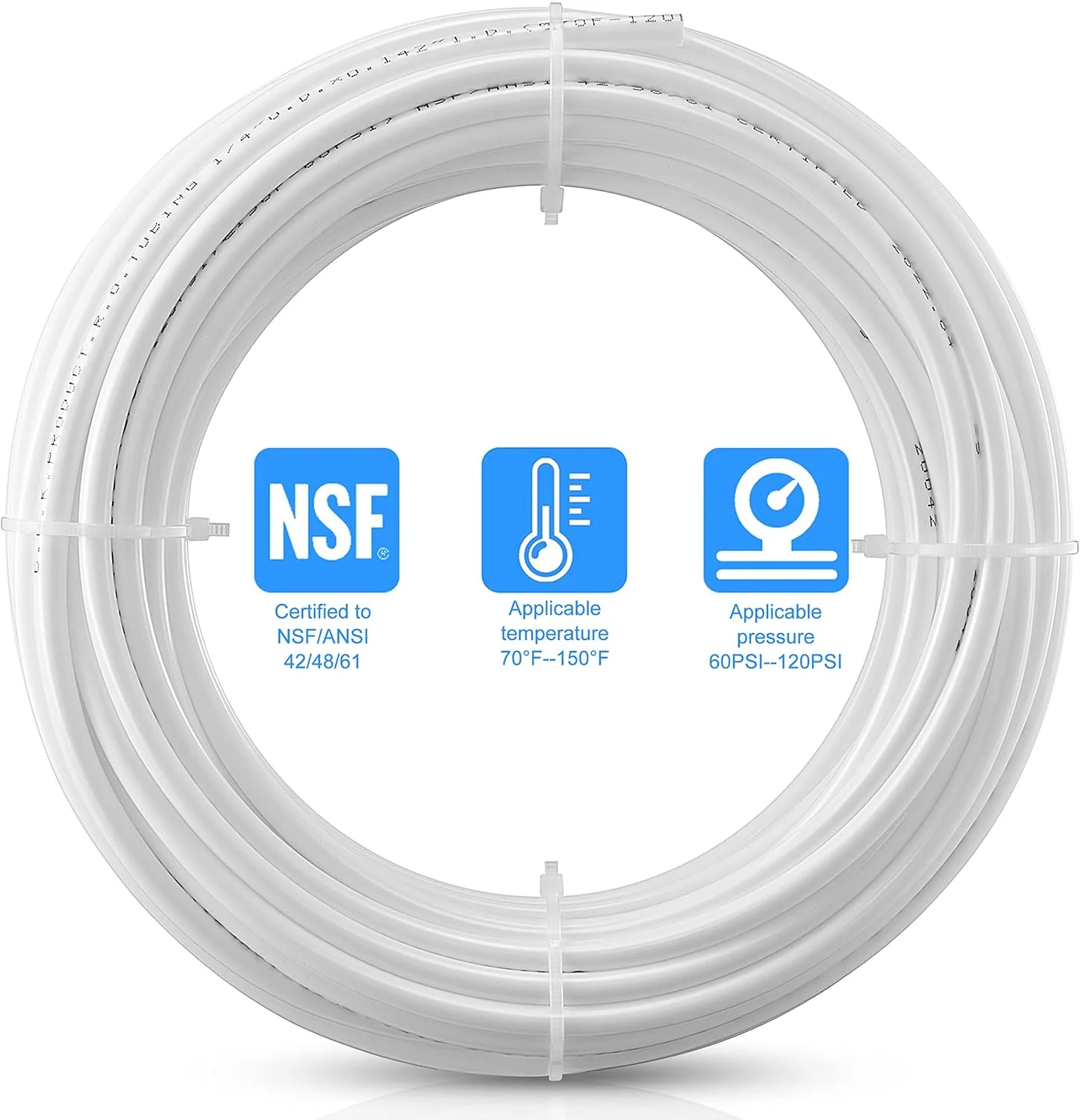 لوله آب 30 فوتی HAOCHEN با قطر خارجی 1/4 اینچ، لوله دارای گواهی NSF برای سیستم فیلتر تصفیه آب RO (اسمز معکوس)، شلنگ پلاستیکی انعطاف پذیر بدون BPA (سفید)