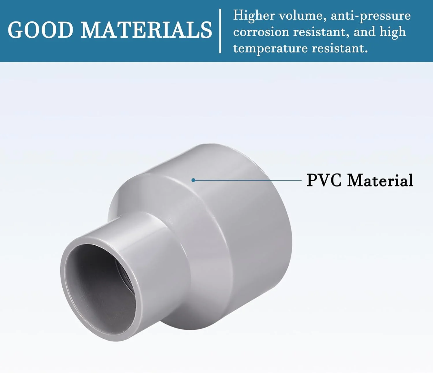 کوپلینگ کاهنده پی وی سی QUARKZMAN، 50mm x 40mm، بسته 2 عددی، اتصالات لوله DWV برای ساخت و ساز، آبیاری و لوله کشی، [خاکستری]